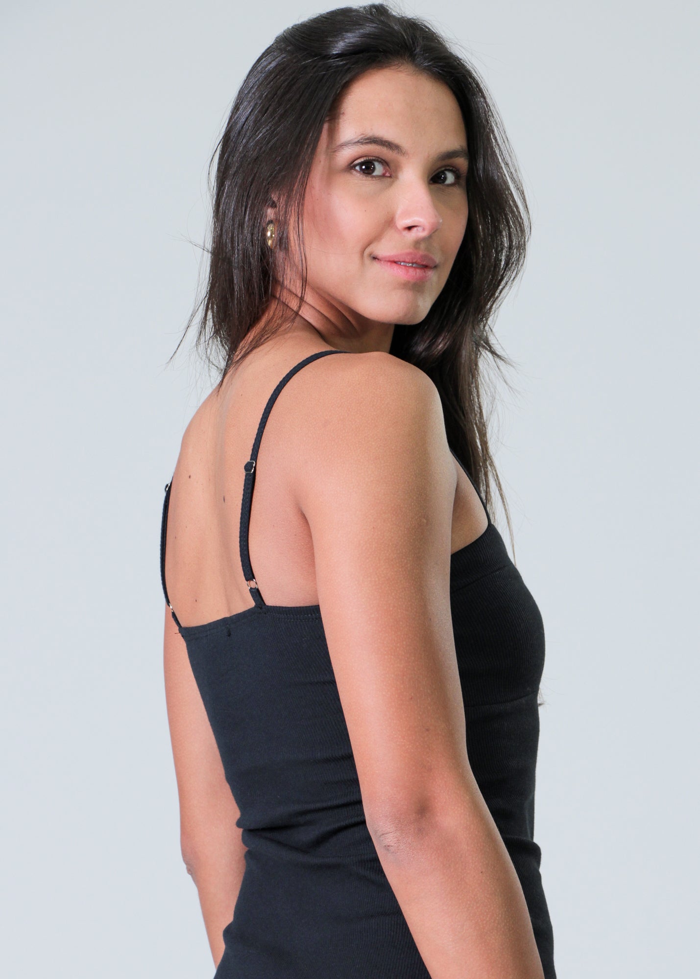 Vestido Midi Fenda Canelado - Preto