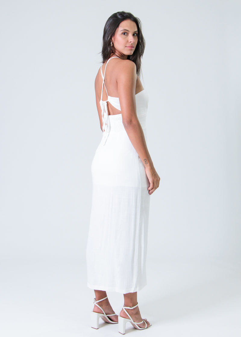 Vestido Midi Fenda - Branco