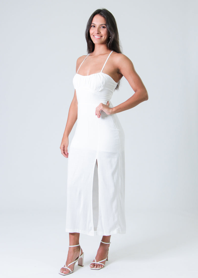 Vestido Midi Fenda - Branco