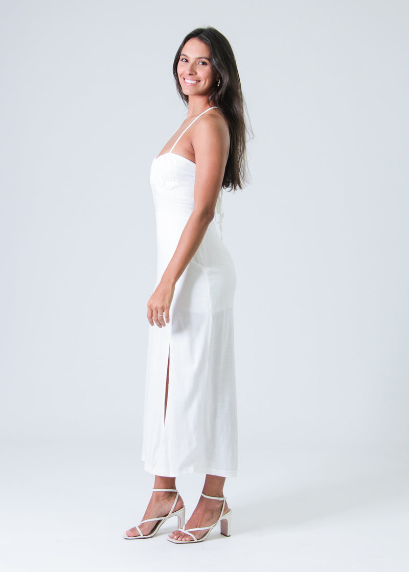 Vestido Midi Fenda - Branco