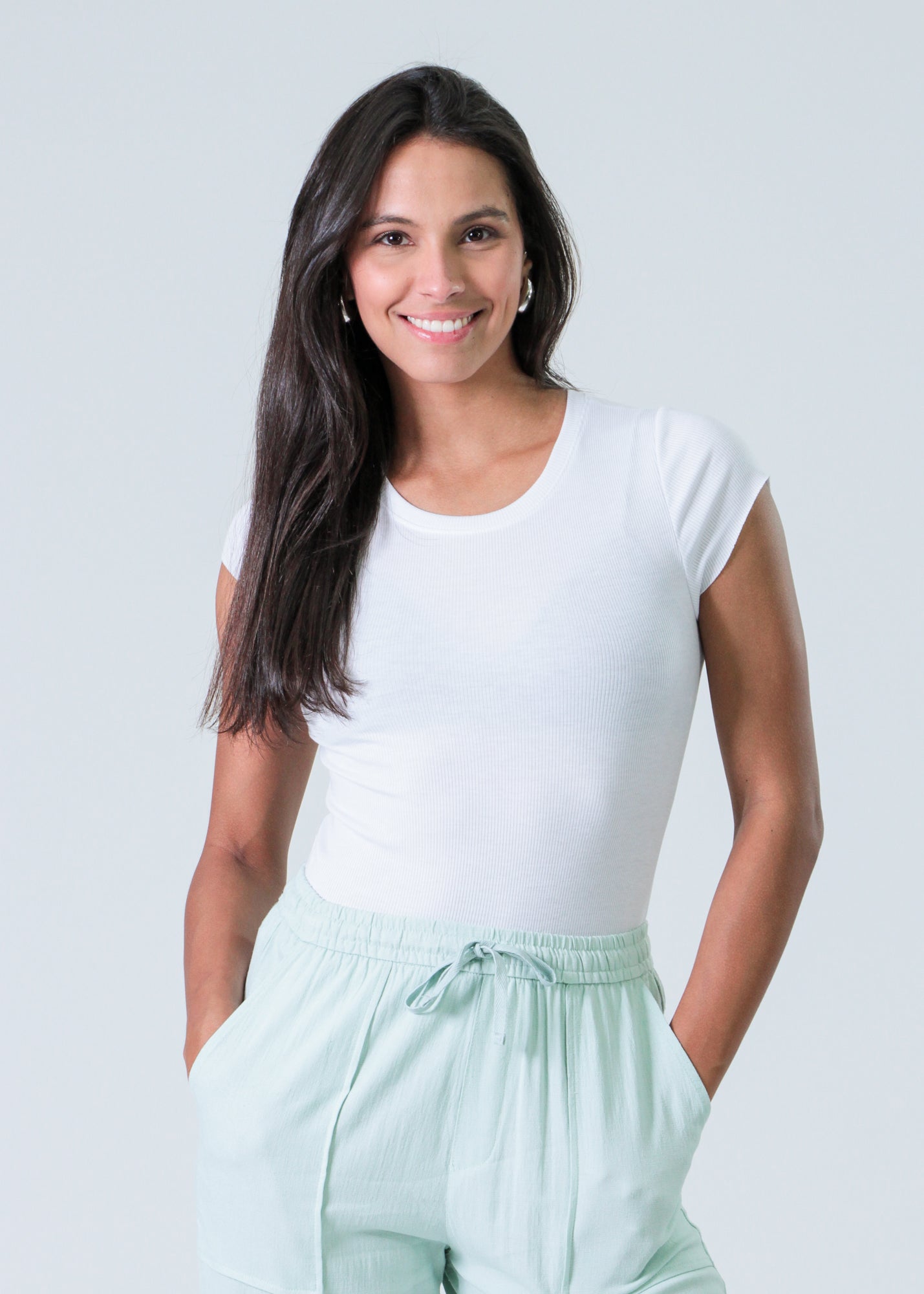 Blusa Manga Curta Canelada - Branca