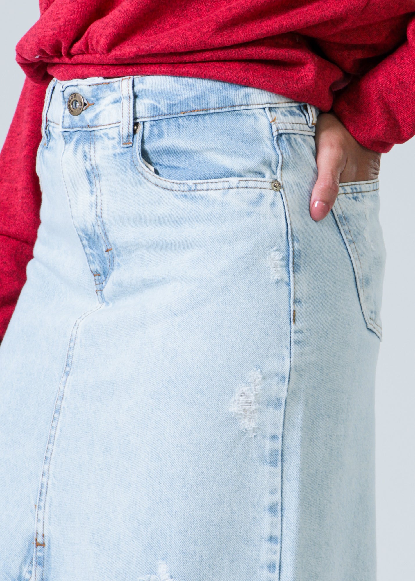 Saia Jeans Midi Fenda - Estonada