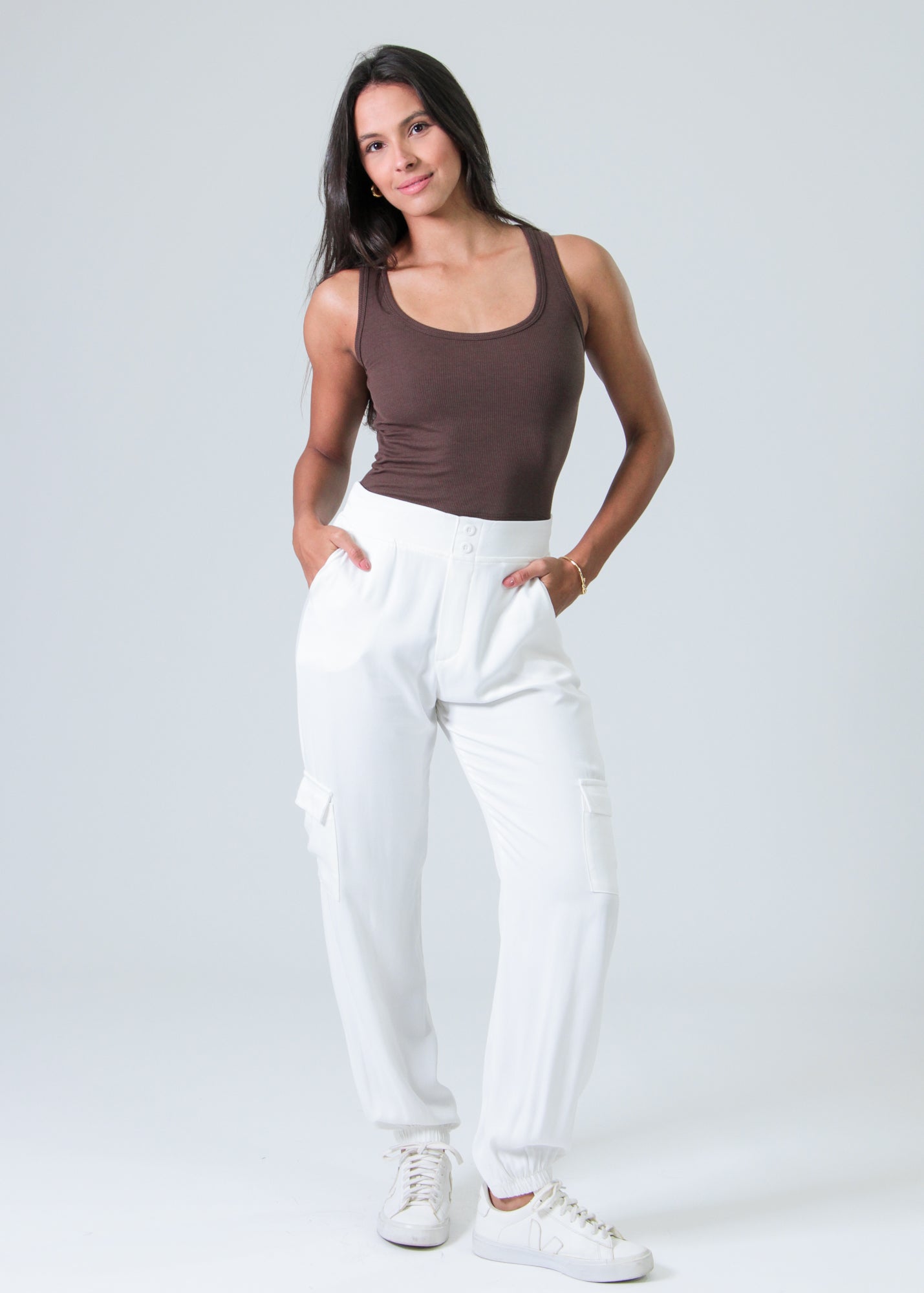 Calça Viscose Cargo - Off White