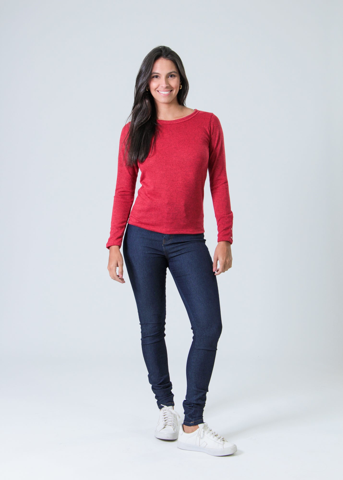 Blusa Tricô Manga Longa Taxas - Vermelha