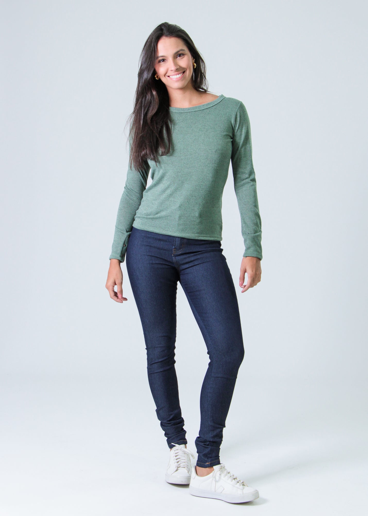 Blusa Tricô Manga Longa Taxas - Verde