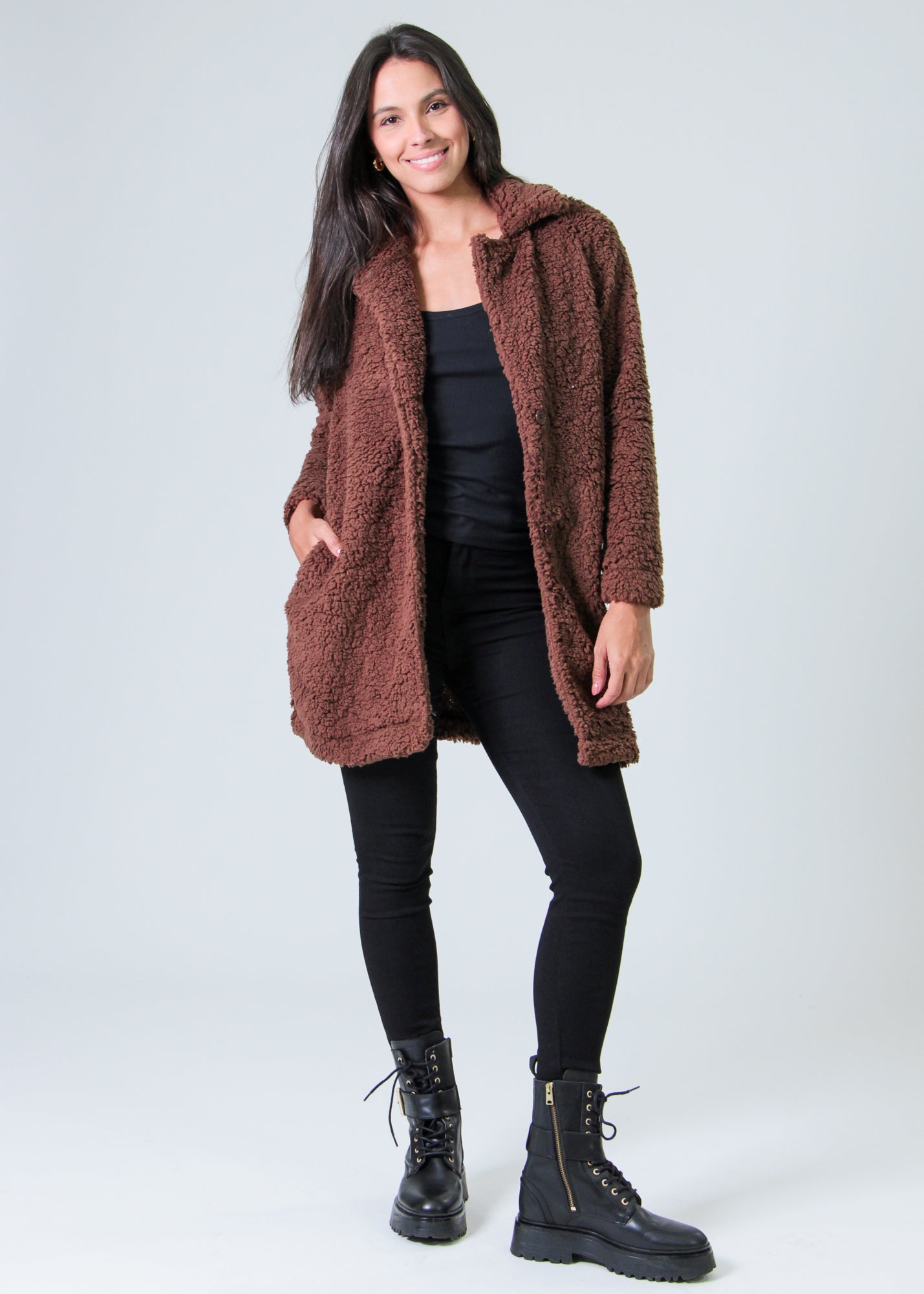 Casaco Sherpa Longo - Marrom