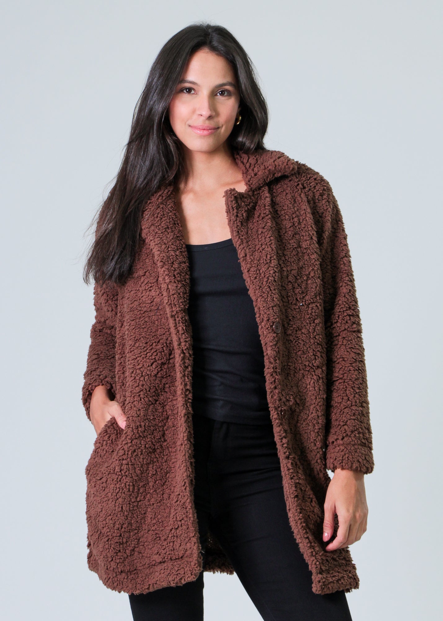 Casaco Sherpa Longo - Marrom
