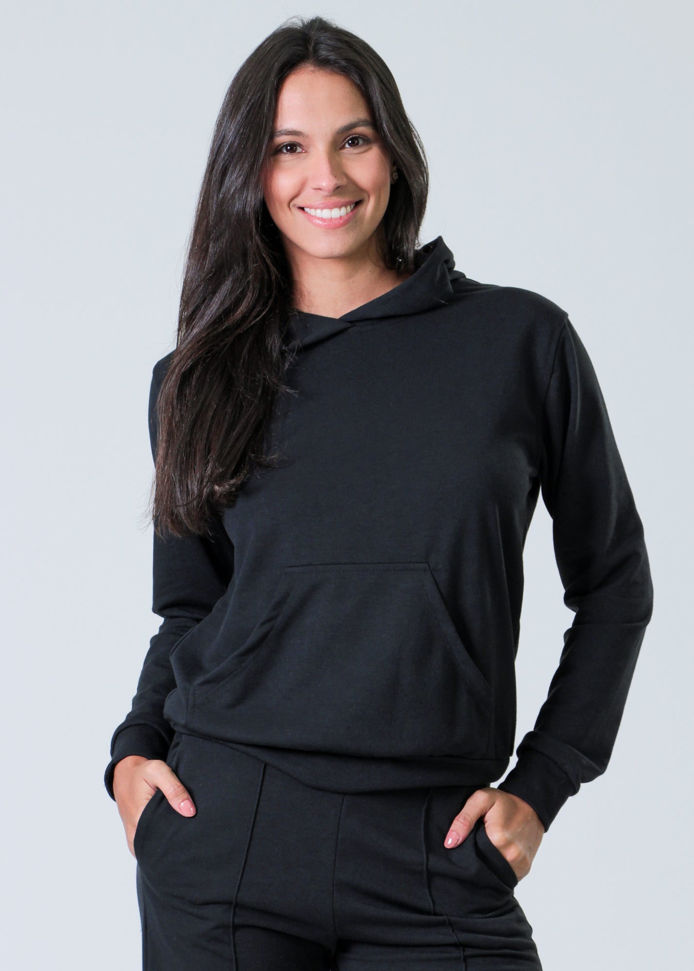 Blusa Moletinho Premium Canguru - Preto
