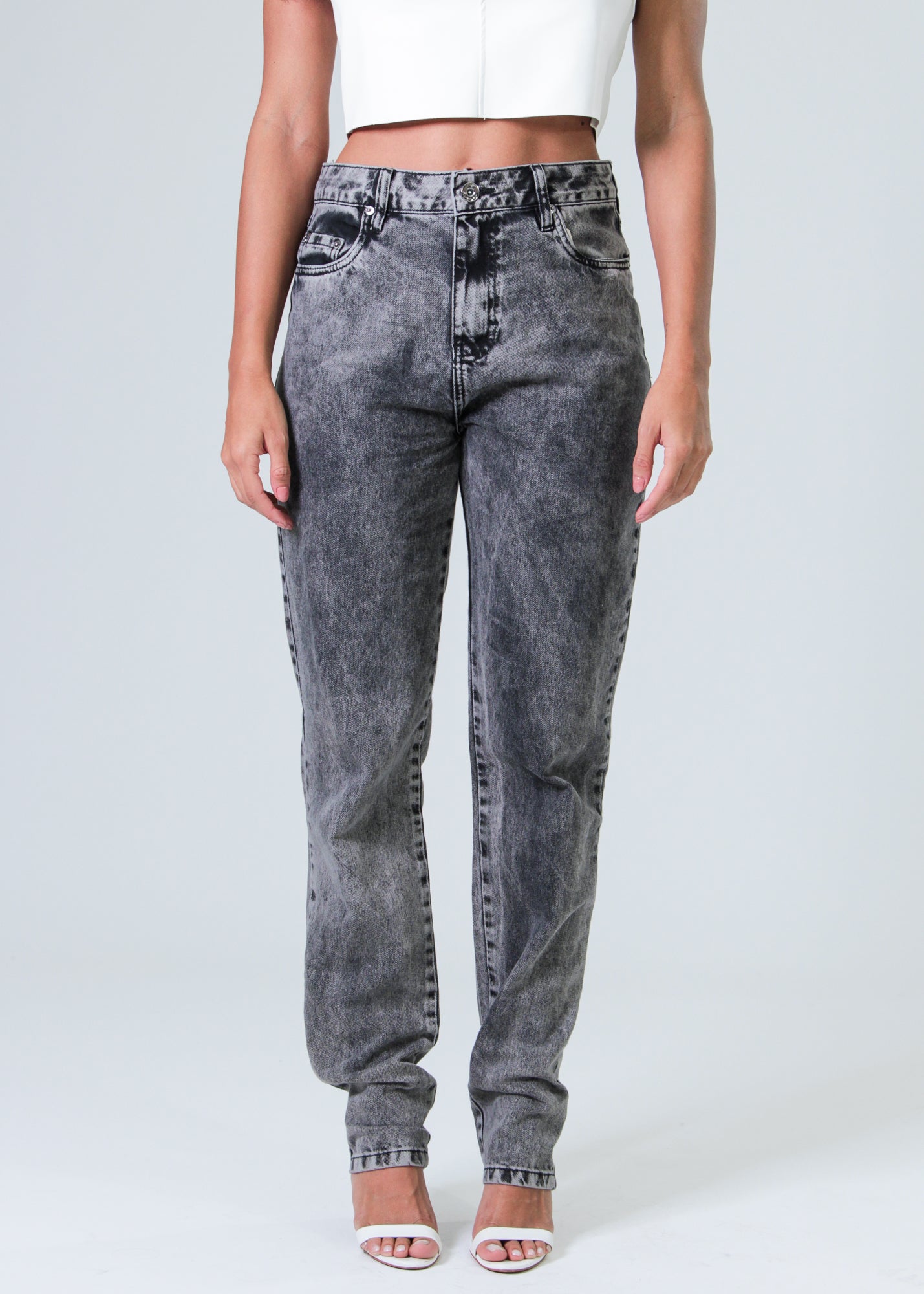 Calça Jeans - Preta Mom Estonada
