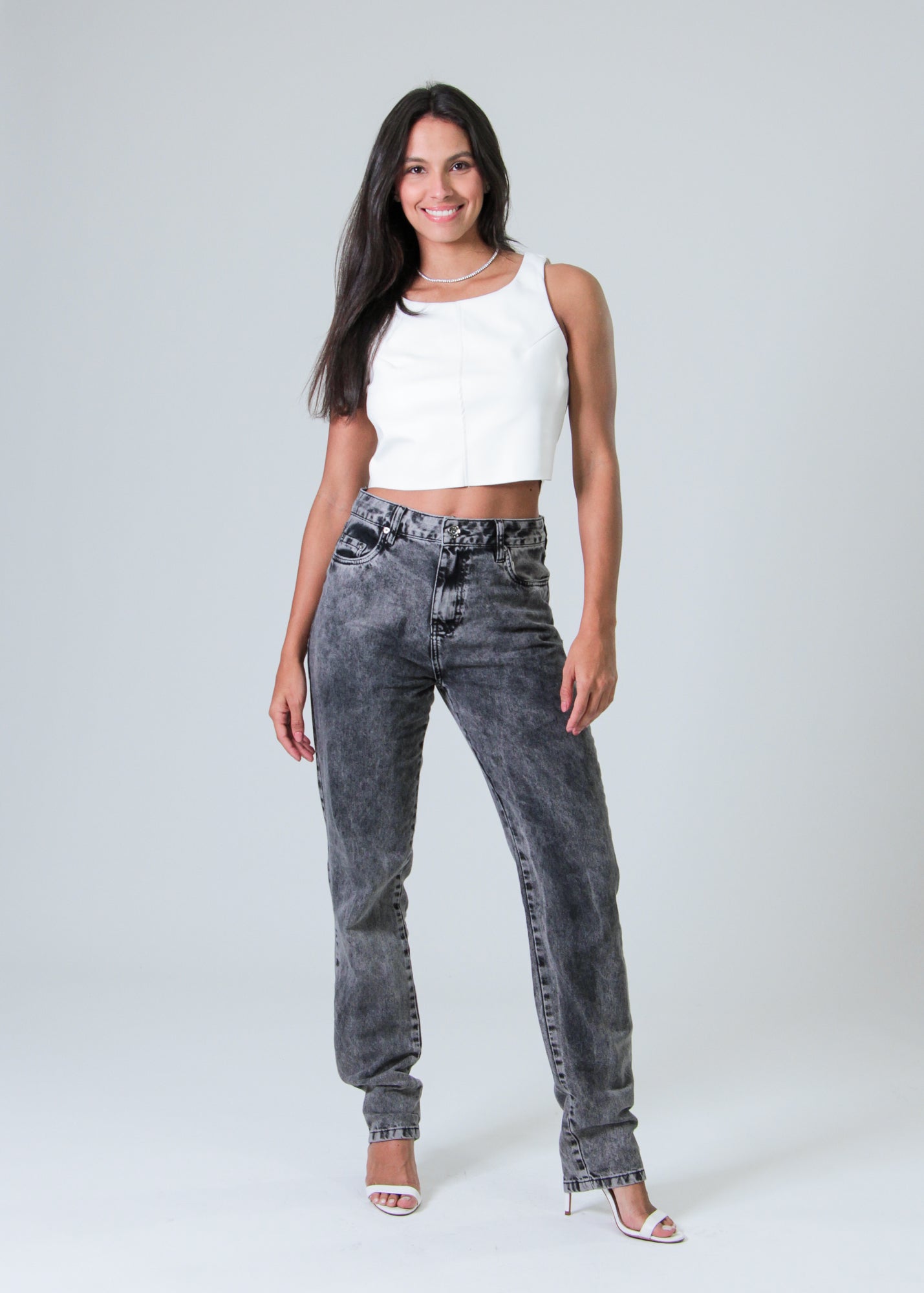 Calça Jeans - Preta Mom Estonada