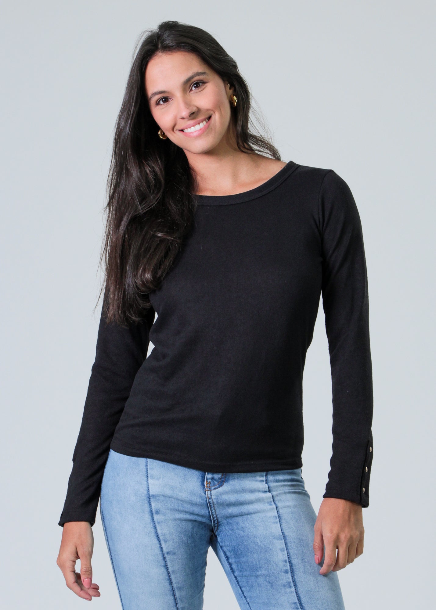 Blusa Tricô Manga Longa Taxas - Preta