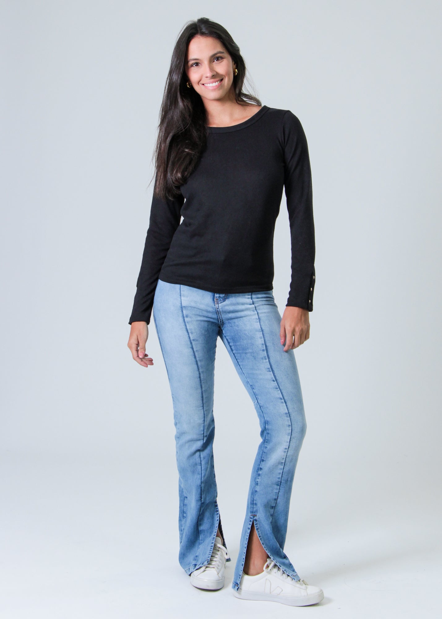 Blusa Tricô Manga Longa Taxas - Preta