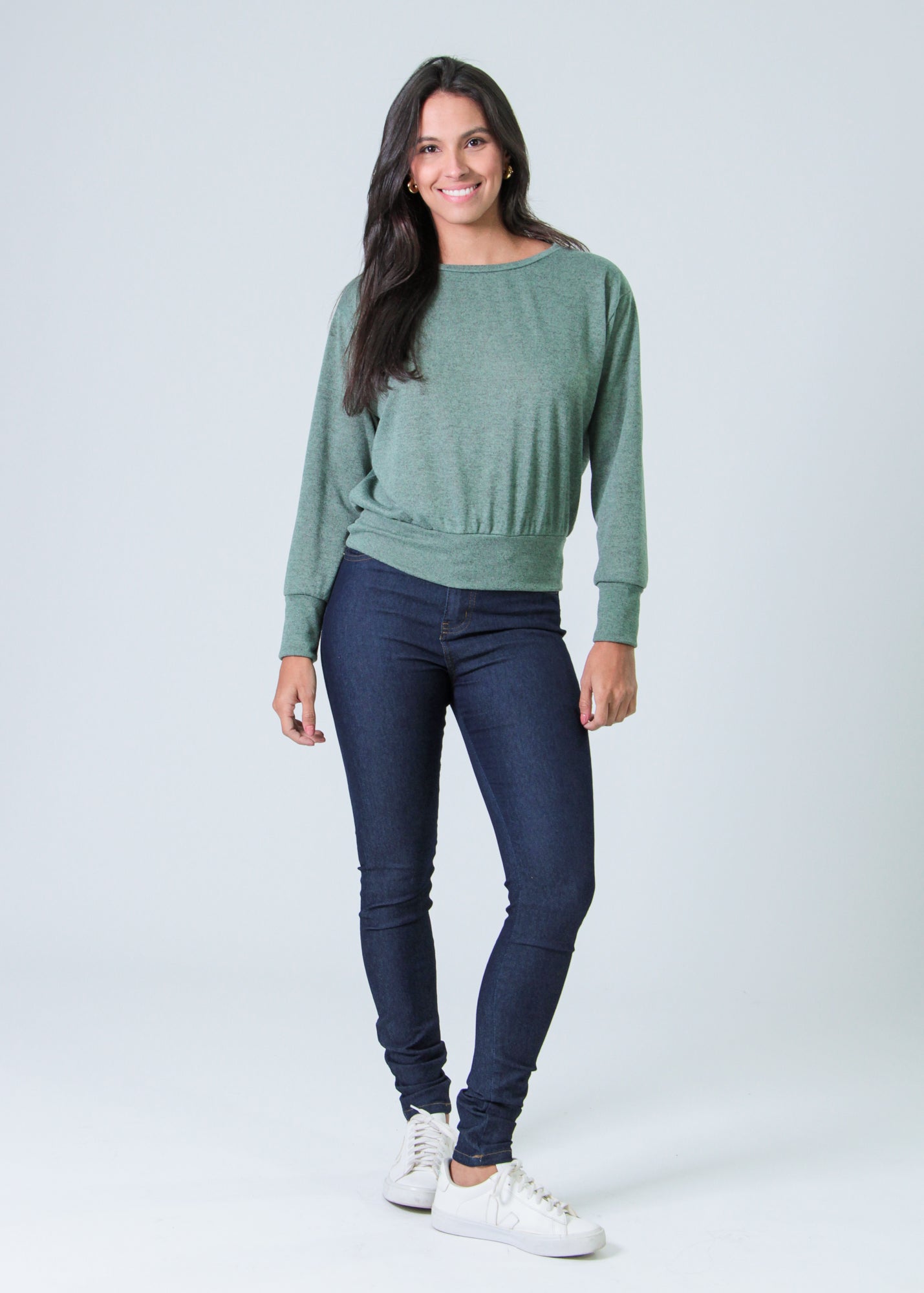Blusa Tricô Manga Longa - Verde