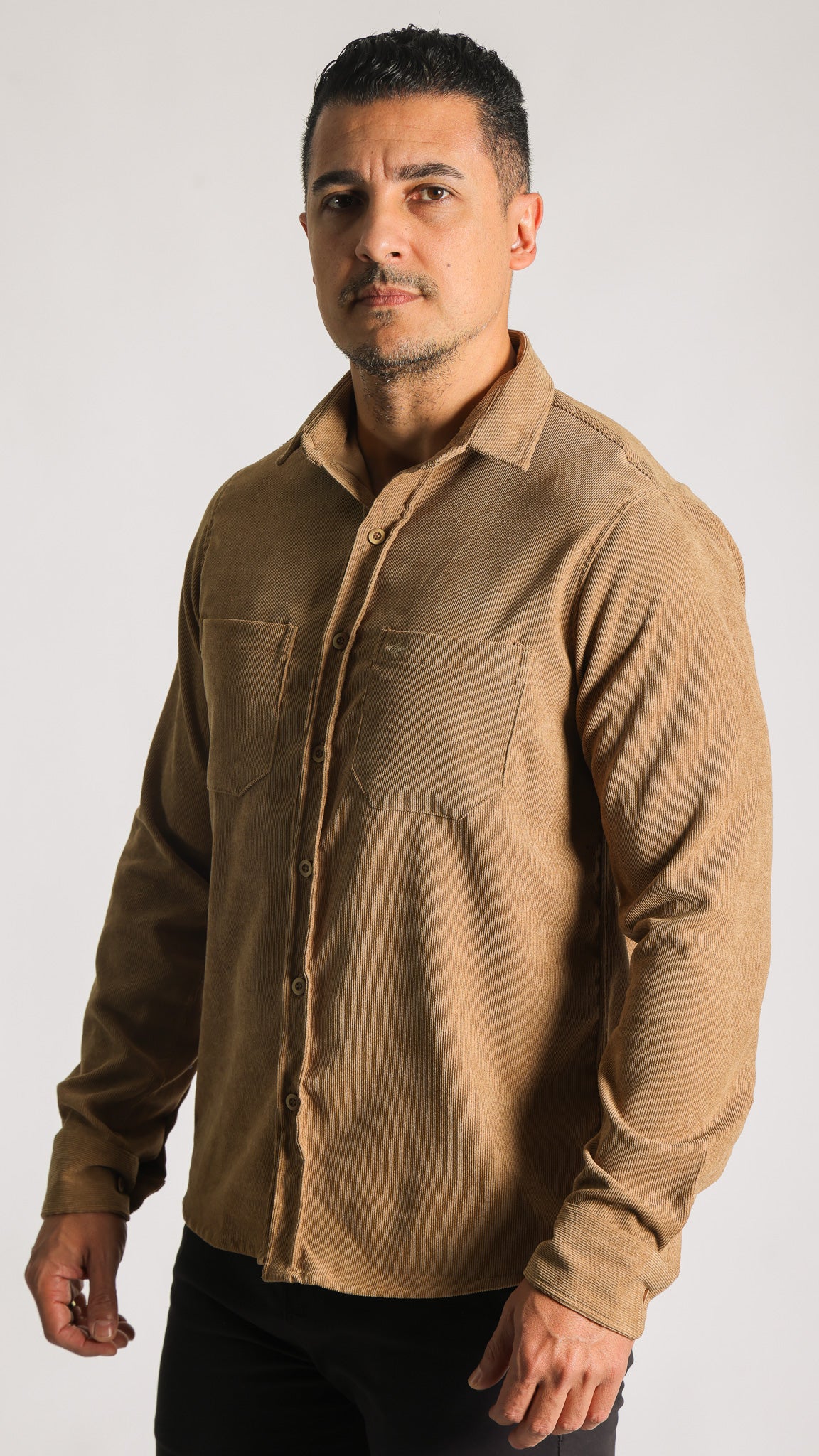 Camisa Cotelê Manga Longa - Bege