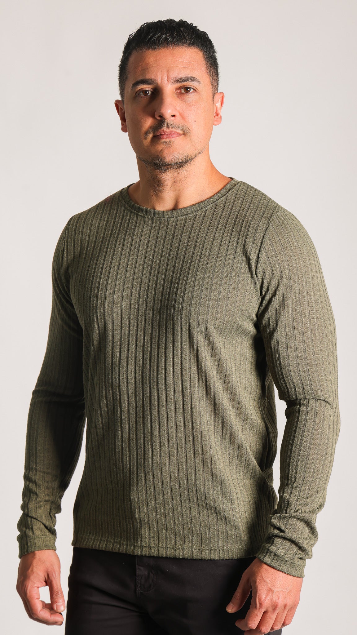 Suéter Tricô Canelado - Verde Militar