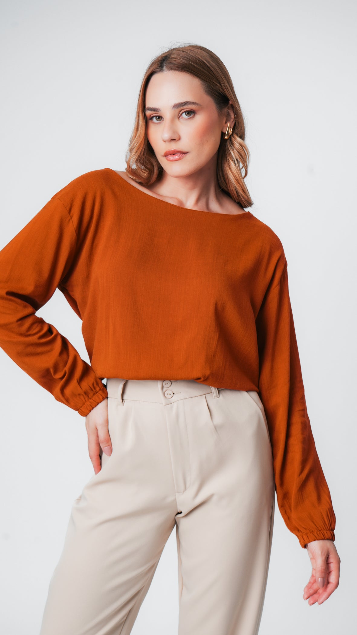 Blusa Manga Longa - Telha