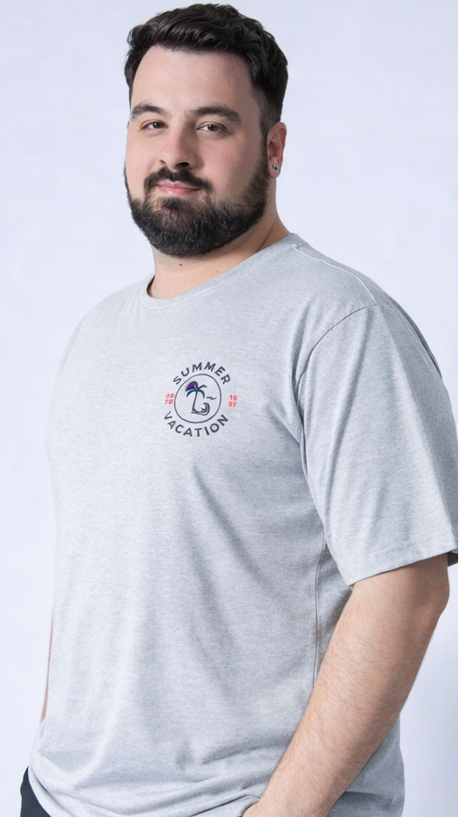 Camiseta Estampada Summer Plus Size - Cinza