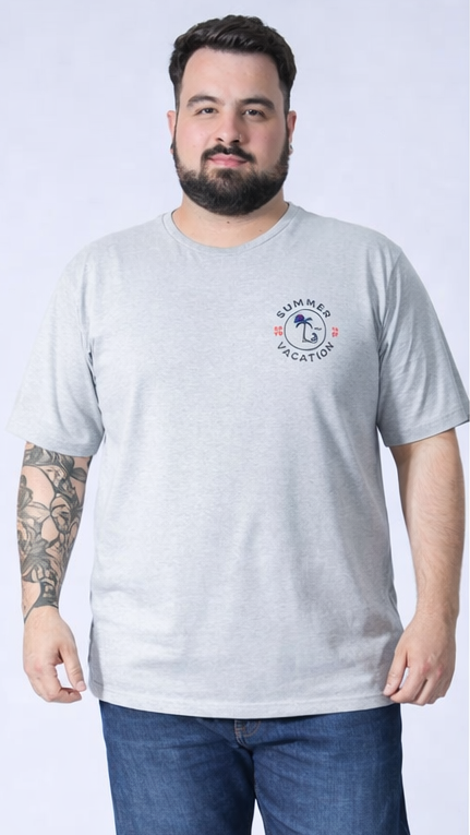 Camiseta Estampada Summer Plus Size - Cinza
