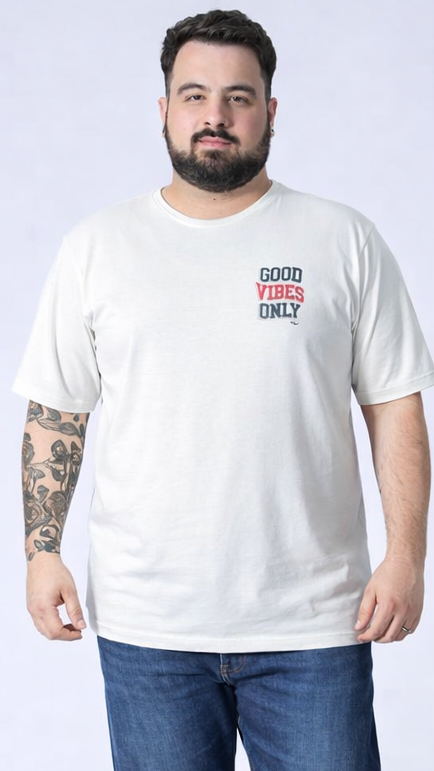 Camiseta Estampada Good Plus Size - Off White