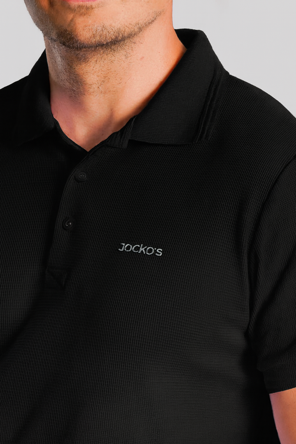 Camisa Polo Tricô Plus Size - Preta