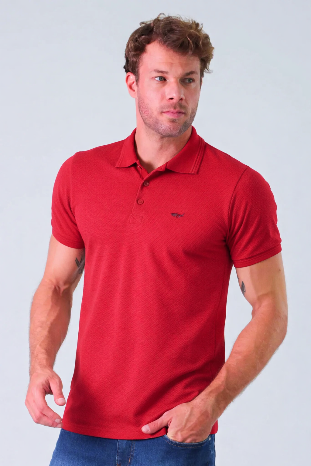 Camisa Polo Colmeia - Vermelha