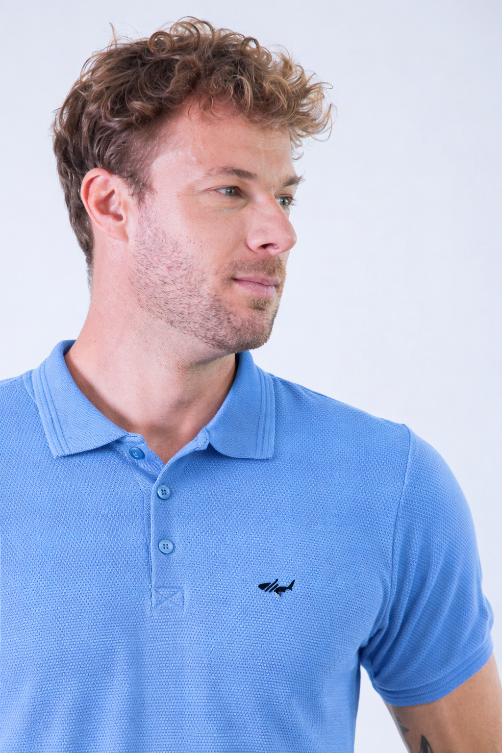 Camisa Polo Colmeia - Azul