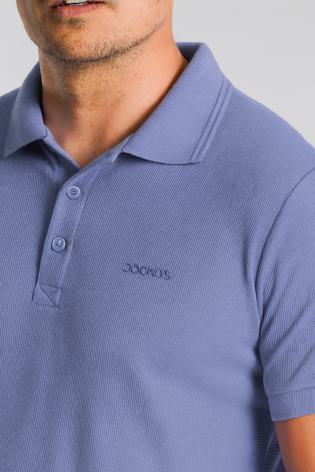 Camisa Polo Tricô Plus Size - Azul