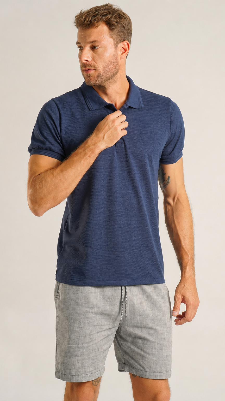 Camisa Polo Piquet Lisa - Azul Marinho