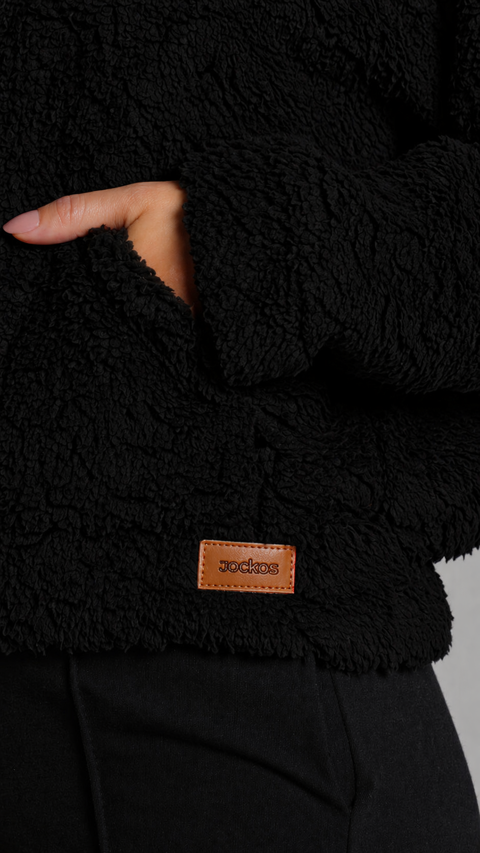 Canguru Sherpa Zíper - Preto