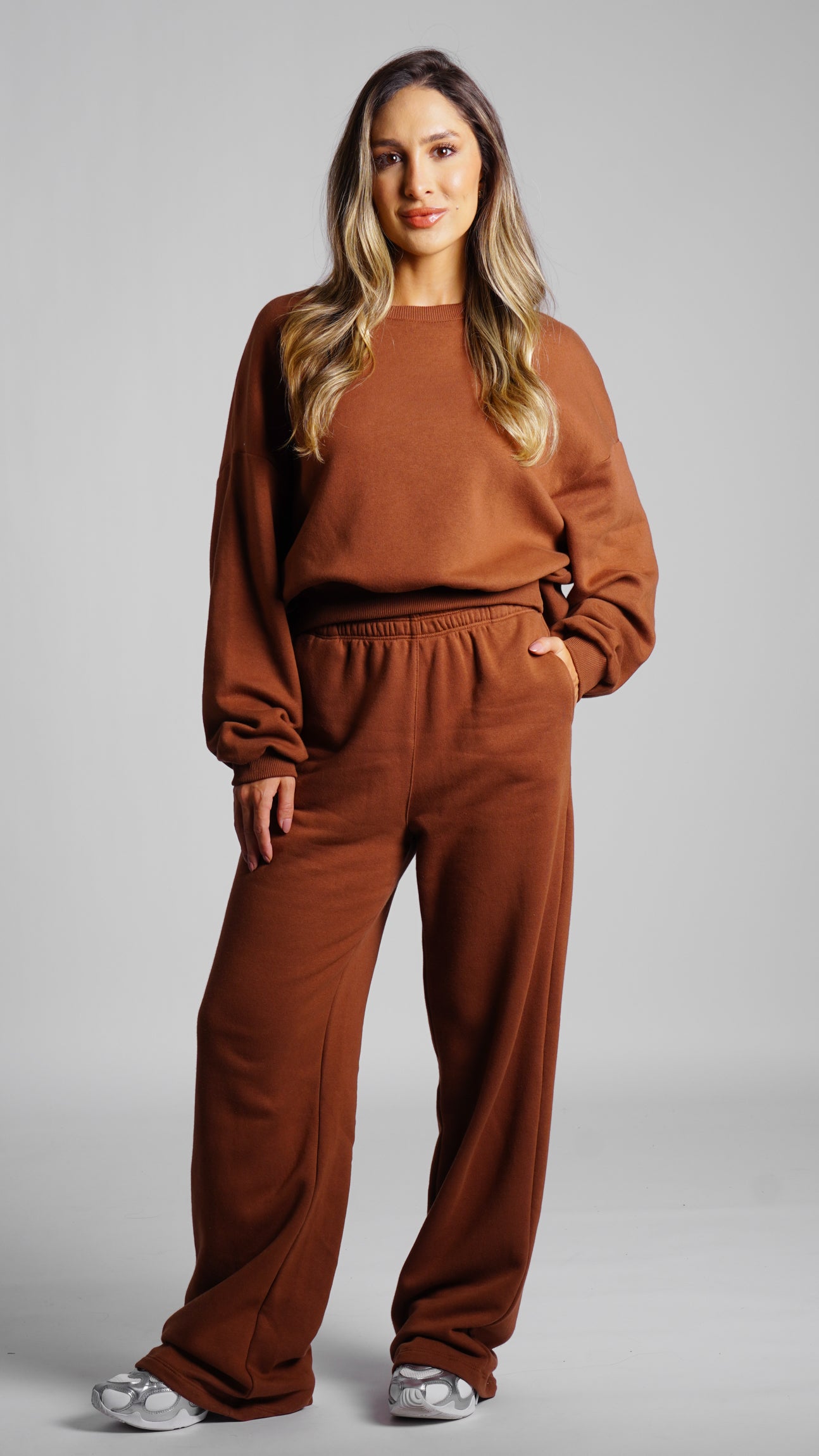 Calça Moletom Reta Premium - Marrom