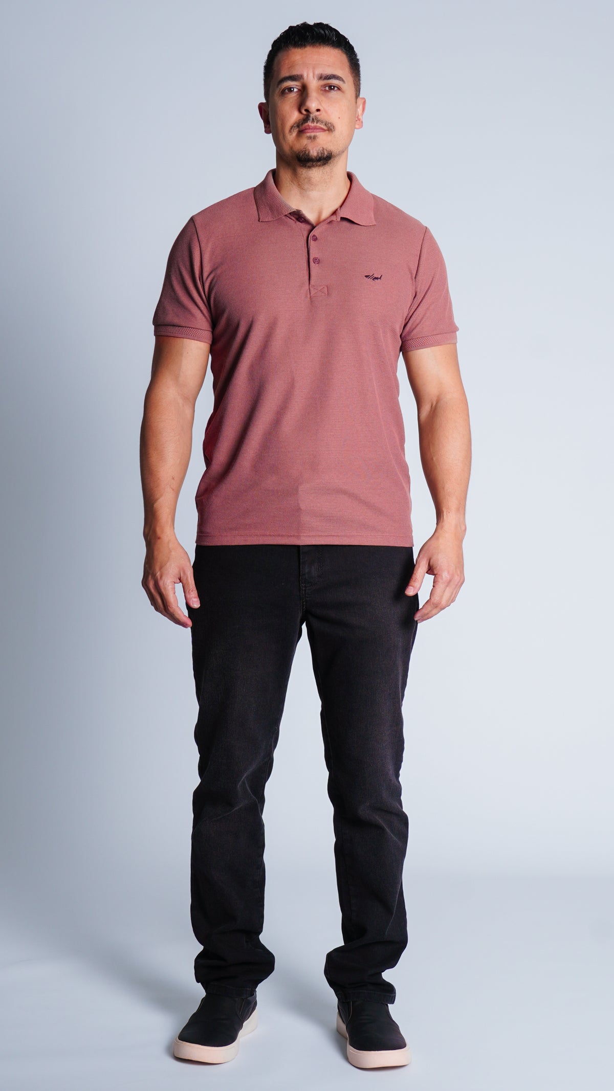 Camisa Polo Jacquard Tricô - Rosê