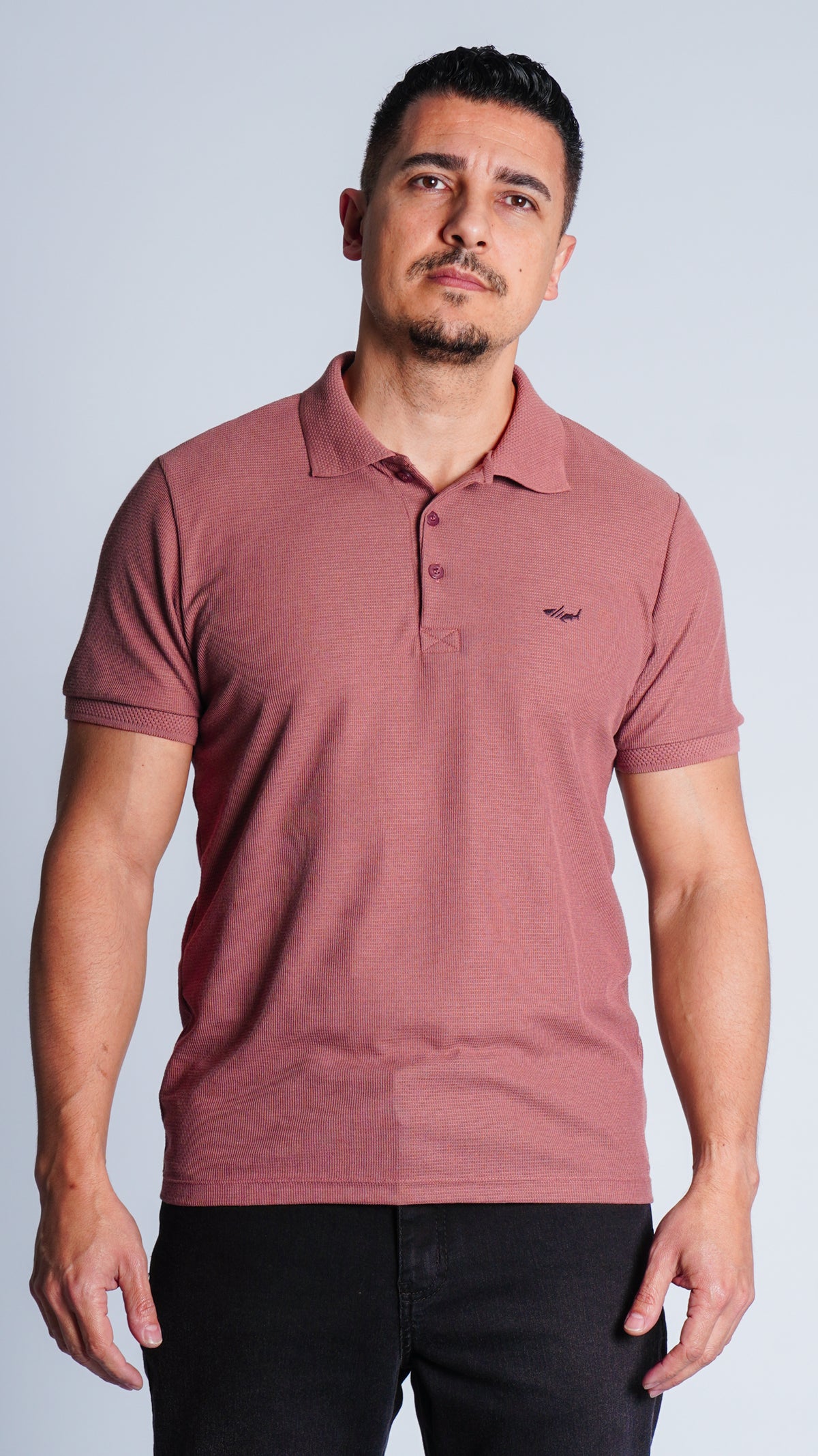 Camisa Polo Jacquard Tricô - Rosê