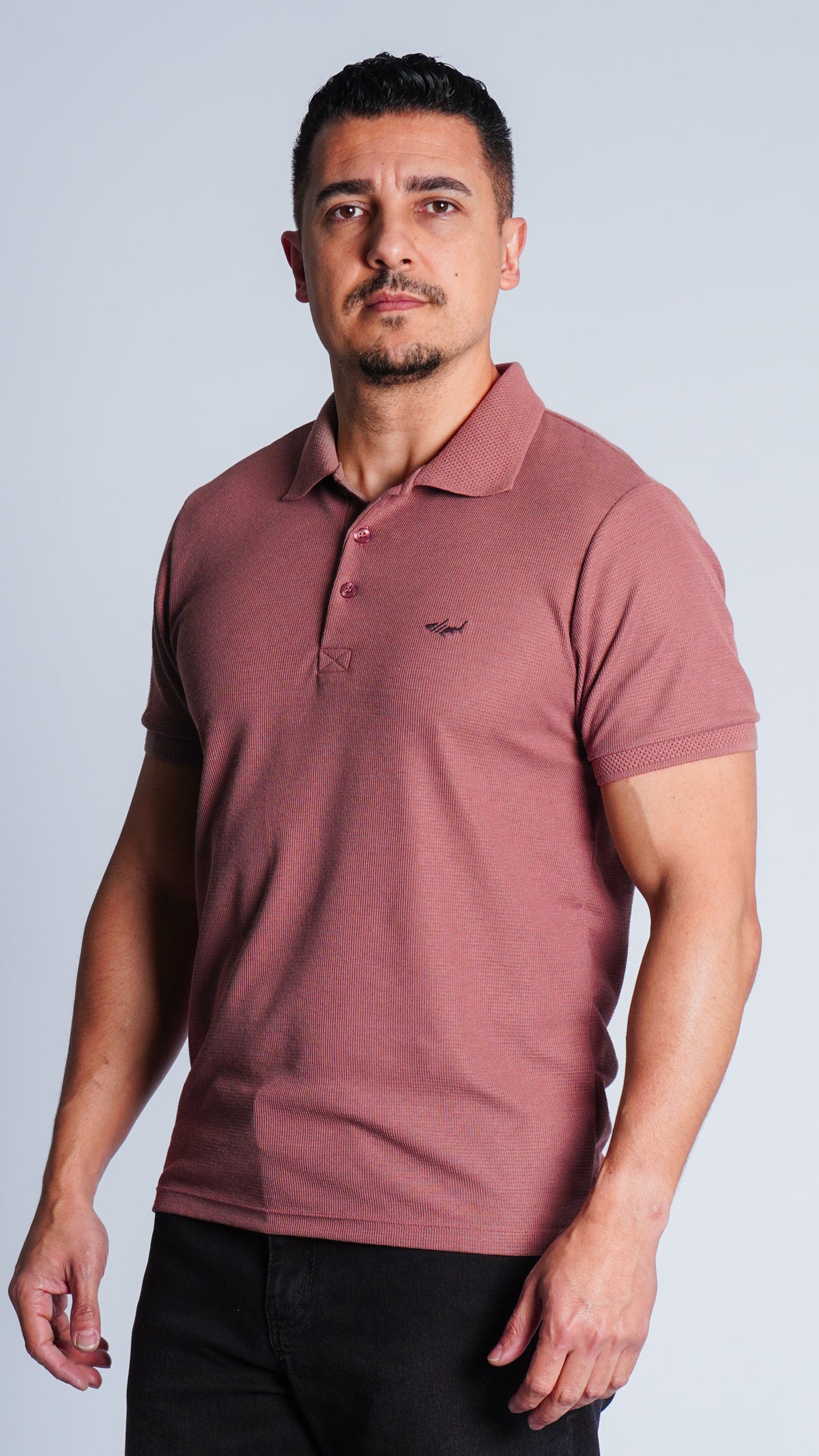 Camisa Polo Jacquard Tricô - Rosê