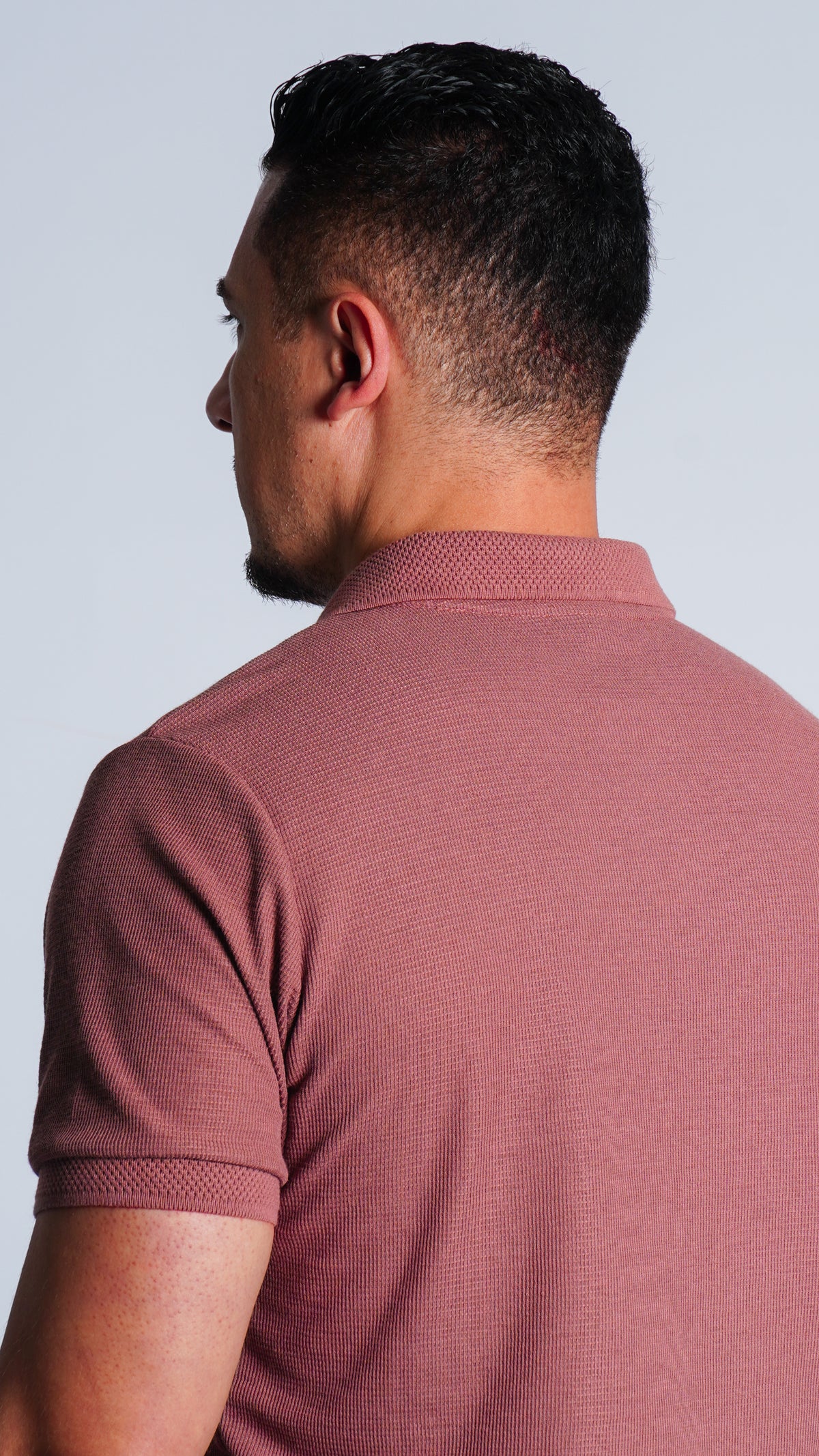 Camisa Polo Jacquard Tricô - Rosê