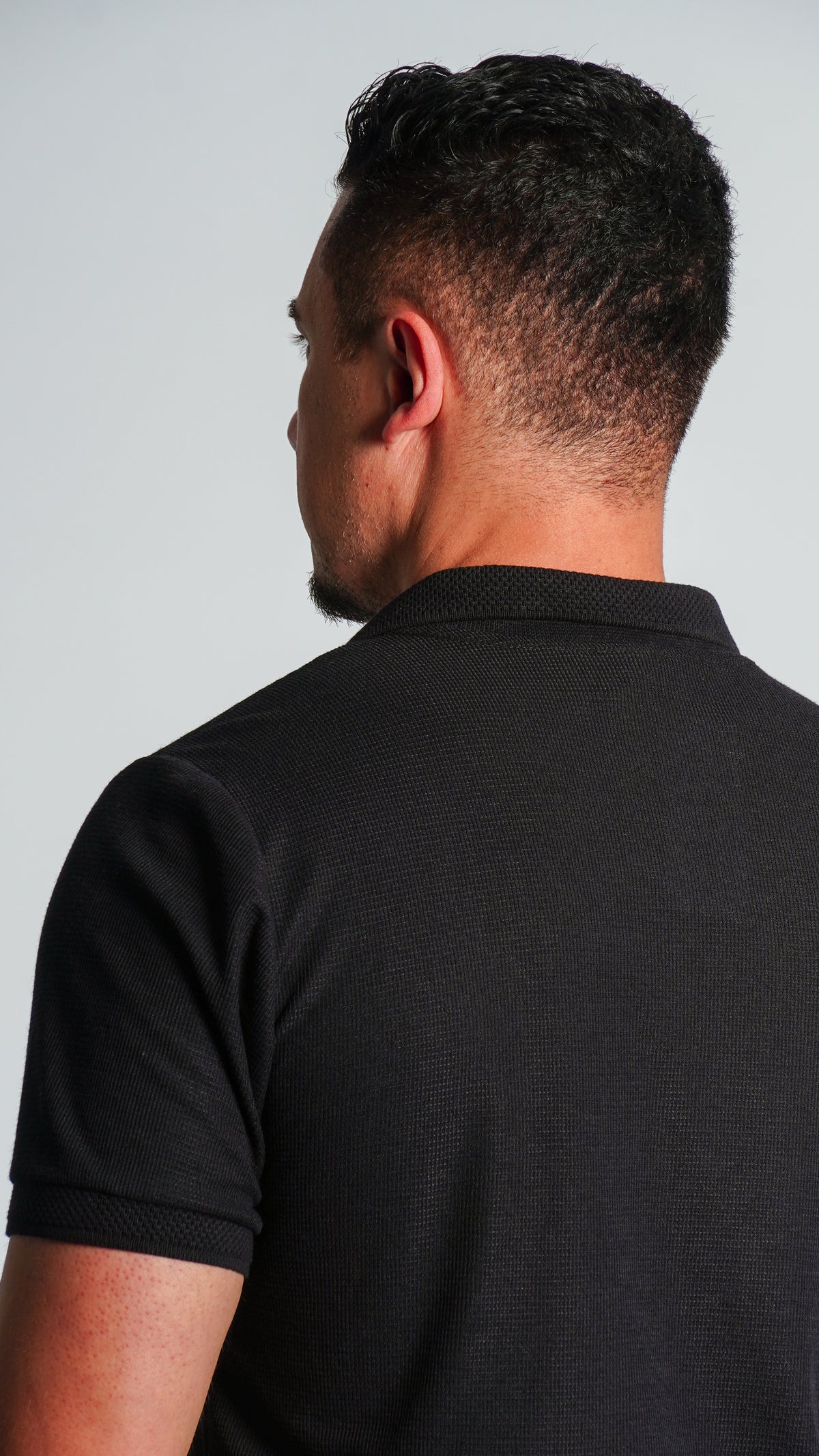 Camisa Polo Jacquard Tricô - Preta
