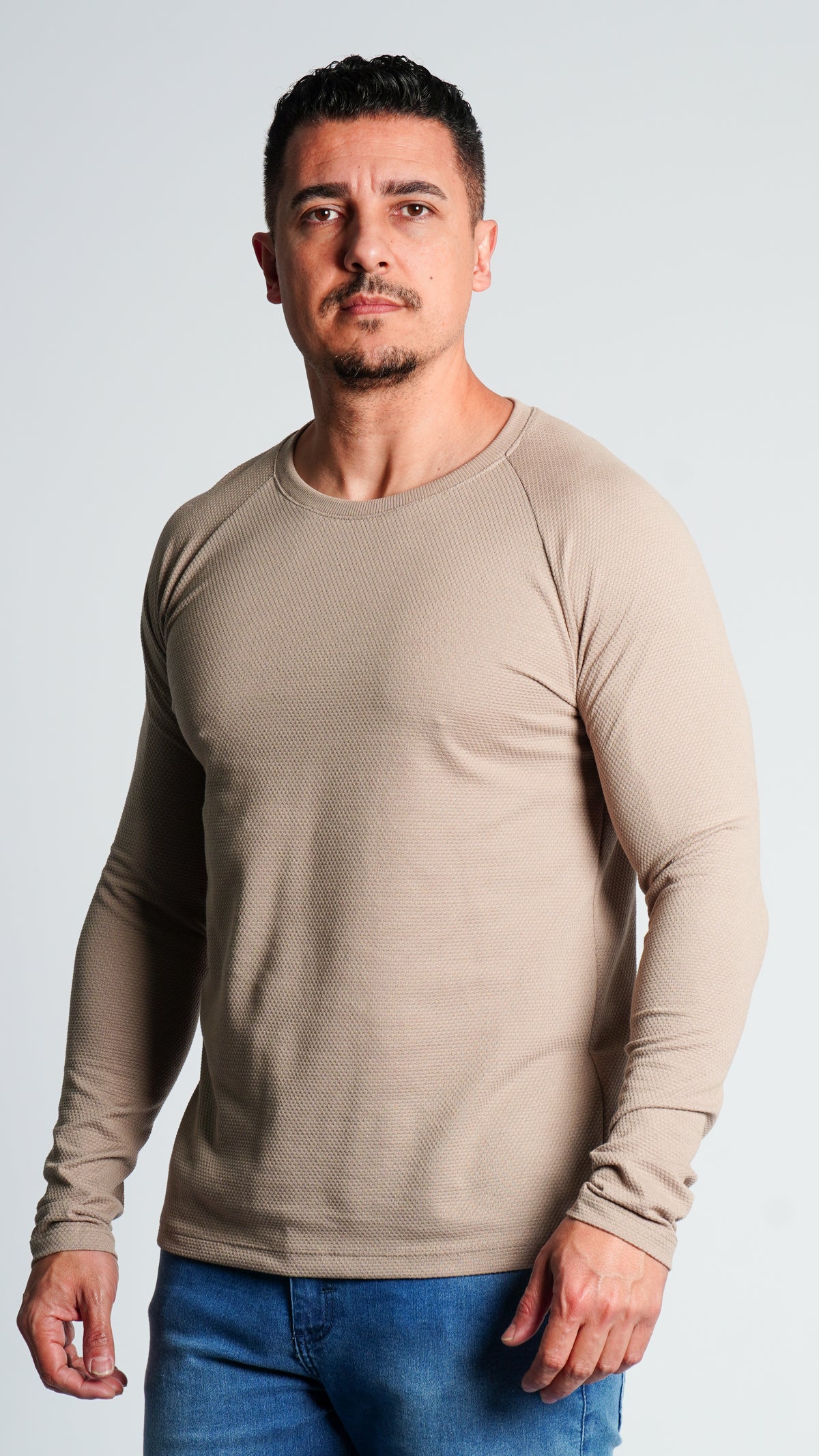 Camiseta Manga Longa Colmeia - Bege