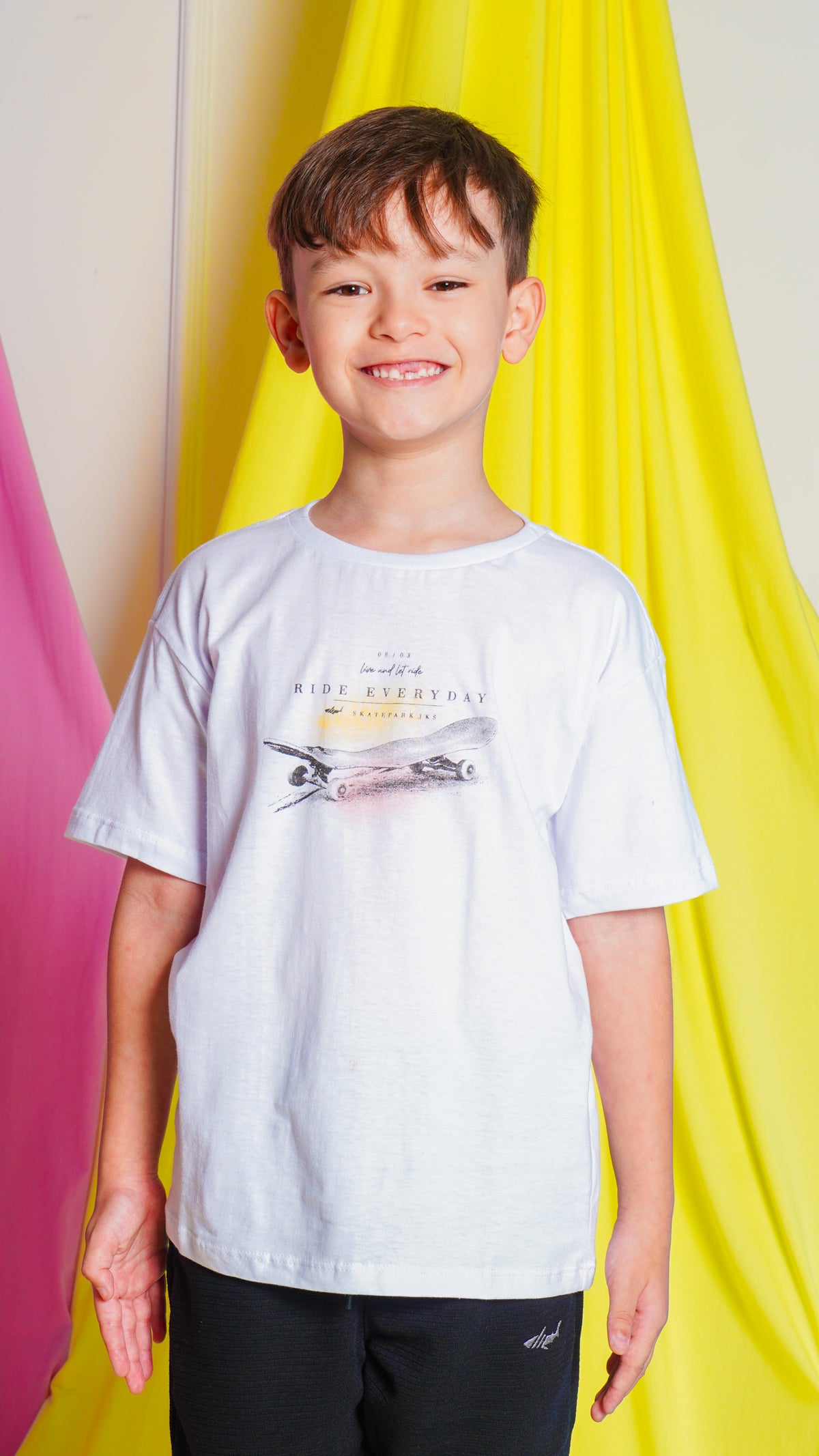Camiseta Kids Estampada Skate - Branca