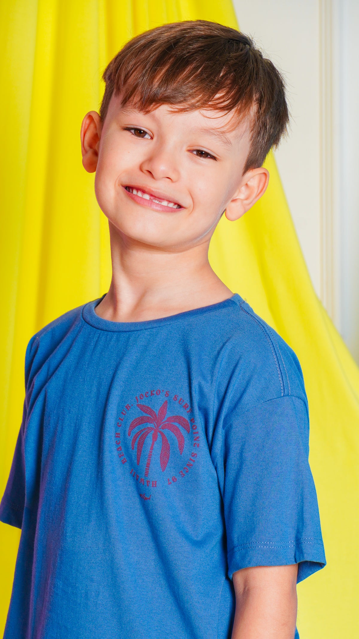 Camiseta Kids Estampada Coqueiro - Azul