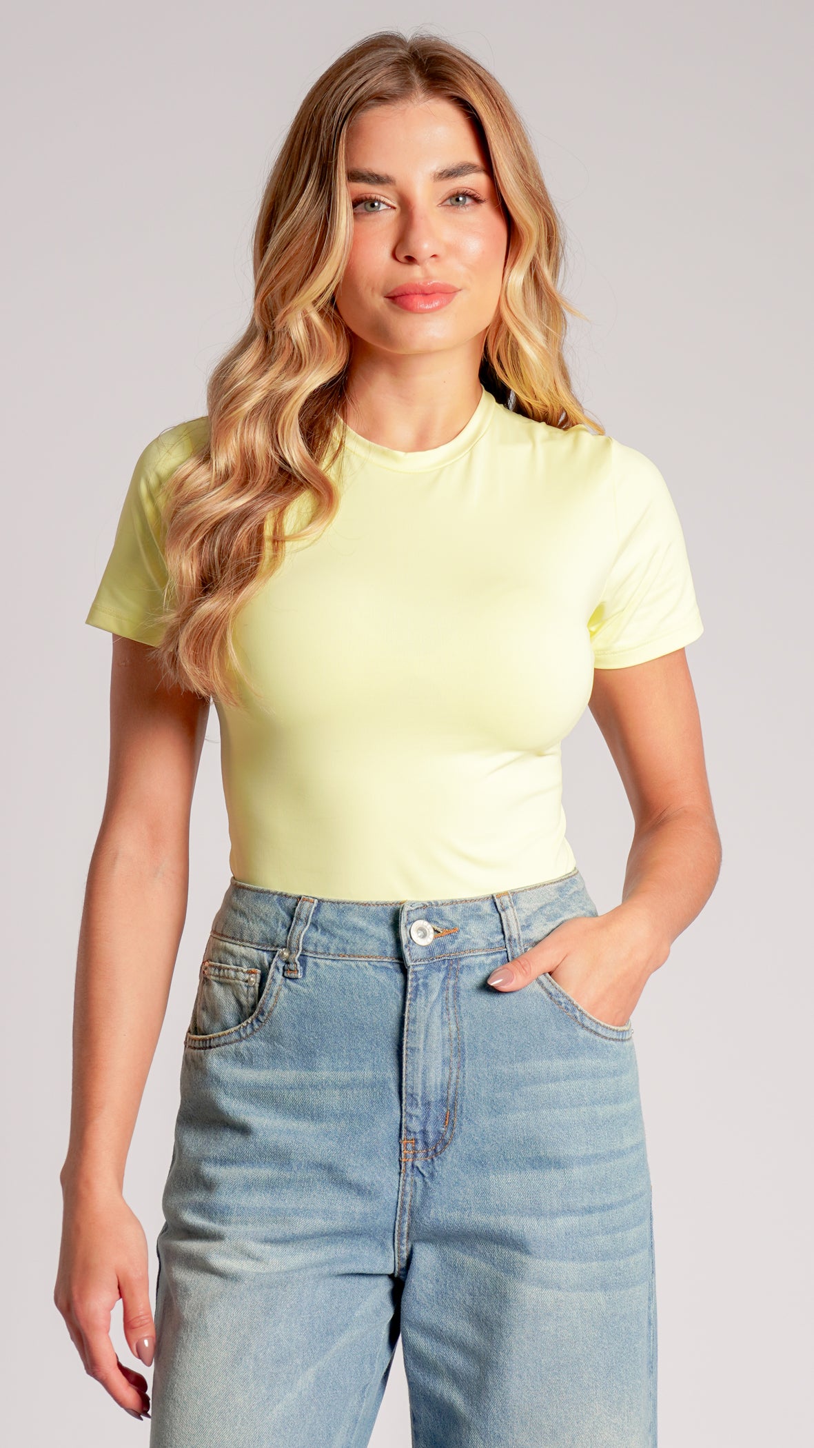 Blusa Baby Tee Suplex - Amarela