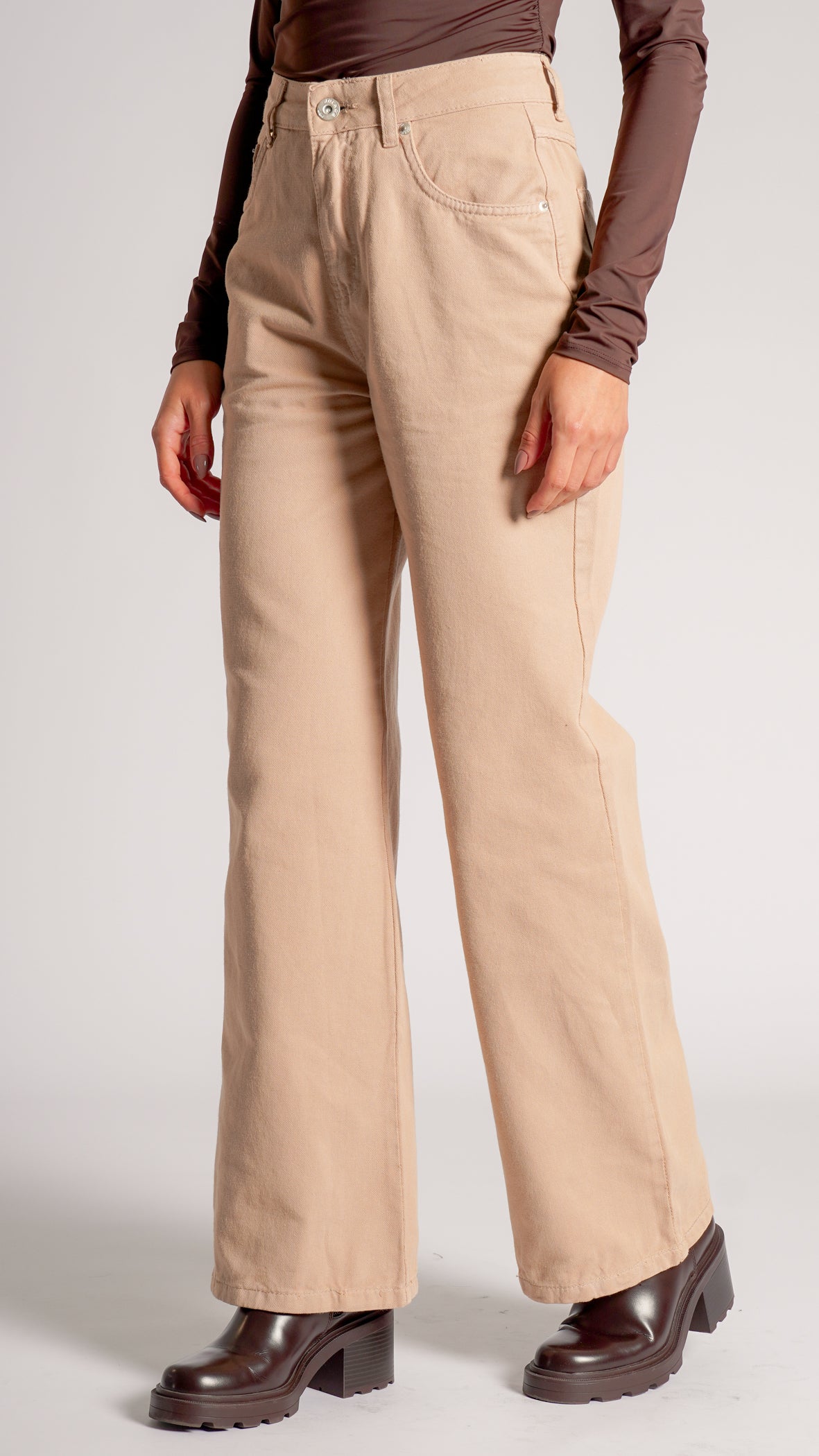 Calça Jeans Reta - Bege