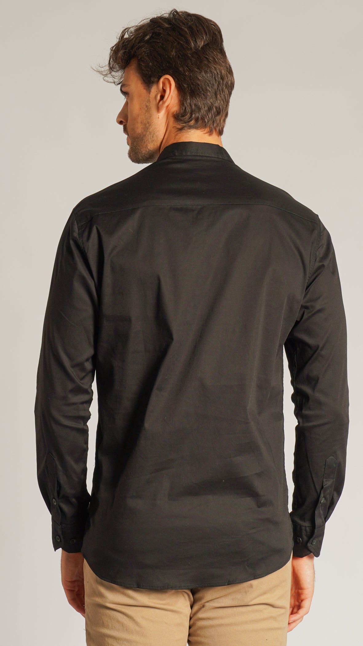 Camisa Tricoline Manga Longa - Preta