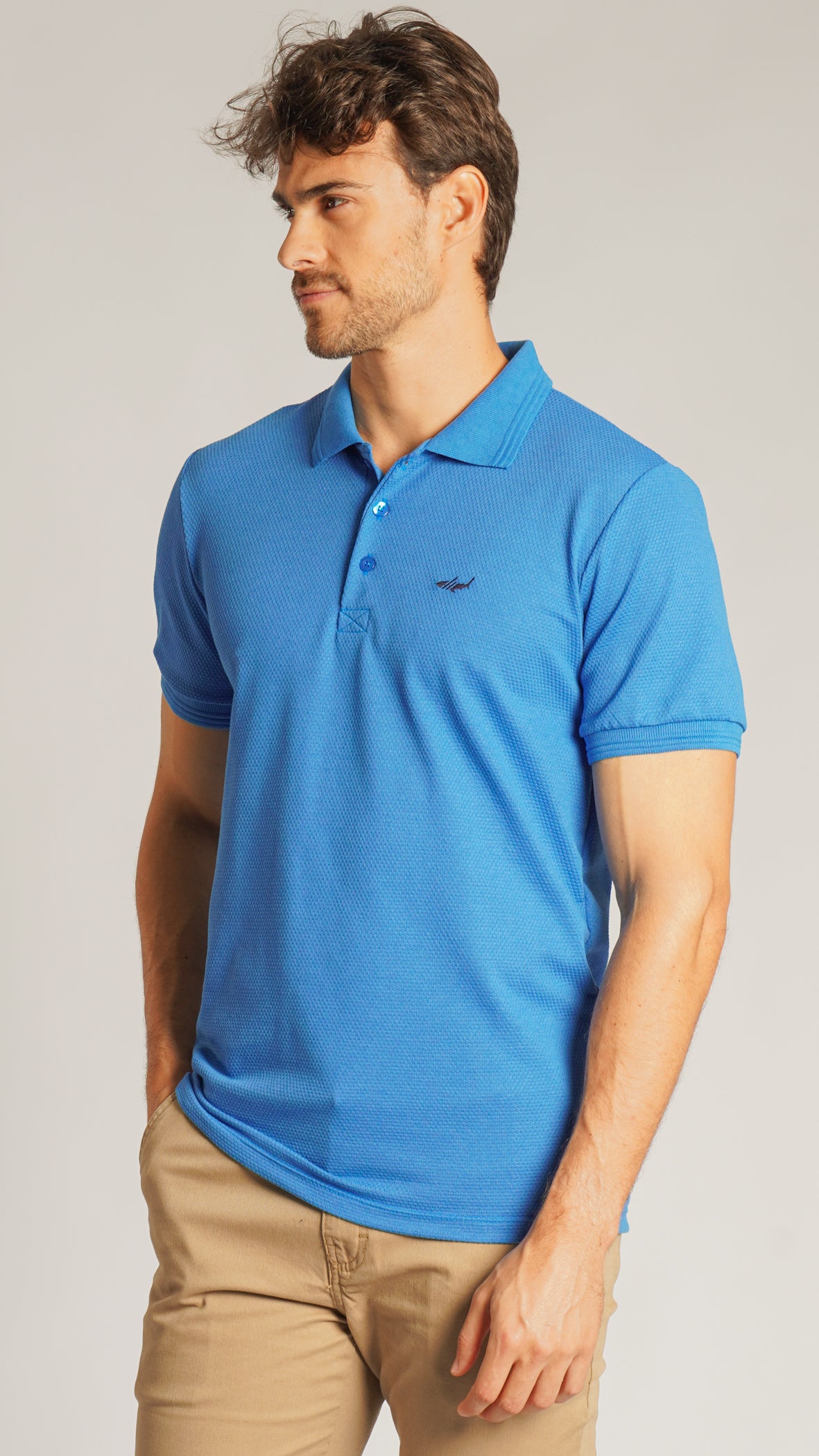 Camisa Polo Colmeia - Azul