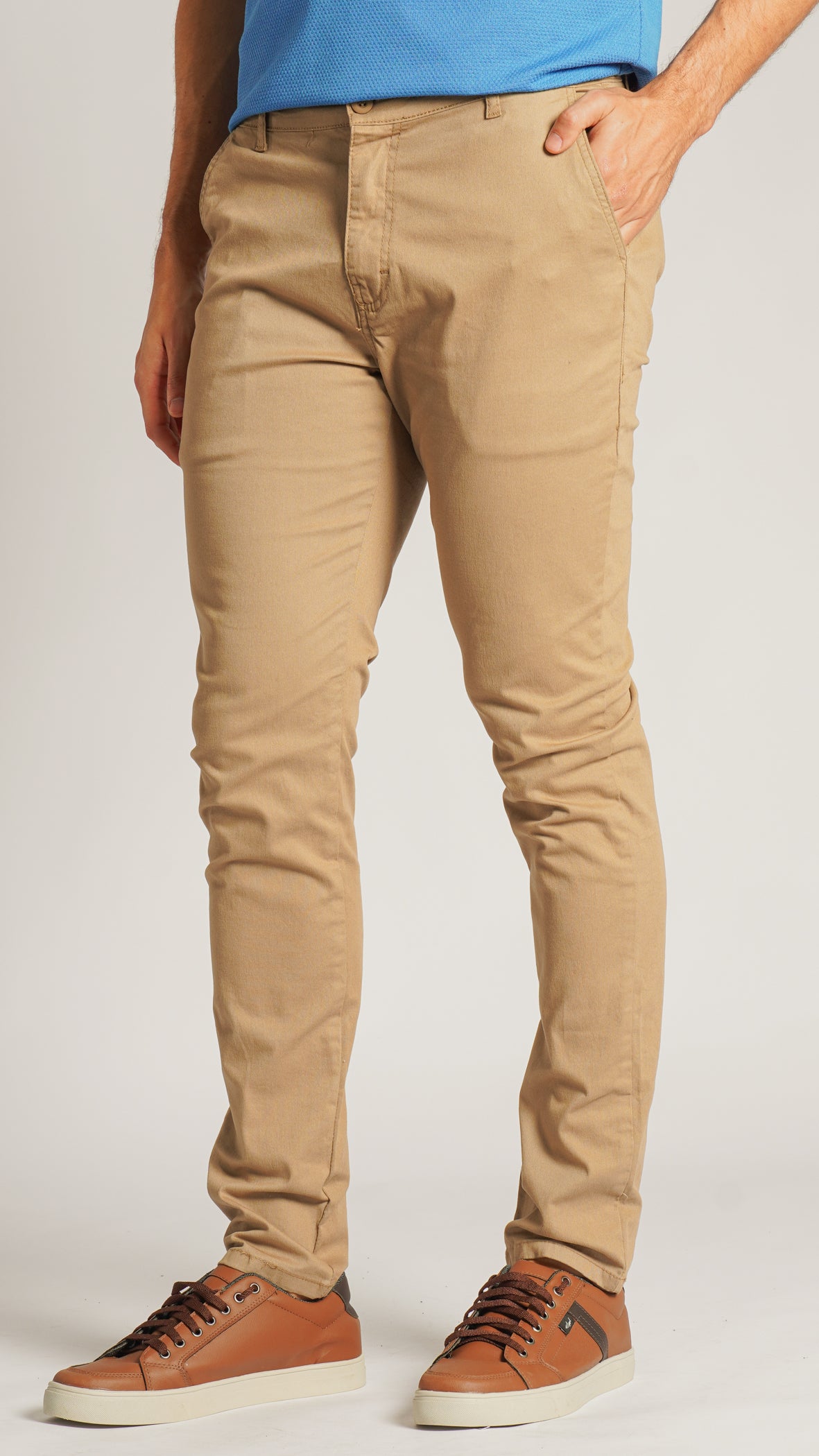 Calça Sarja Bolso Faca - Bege