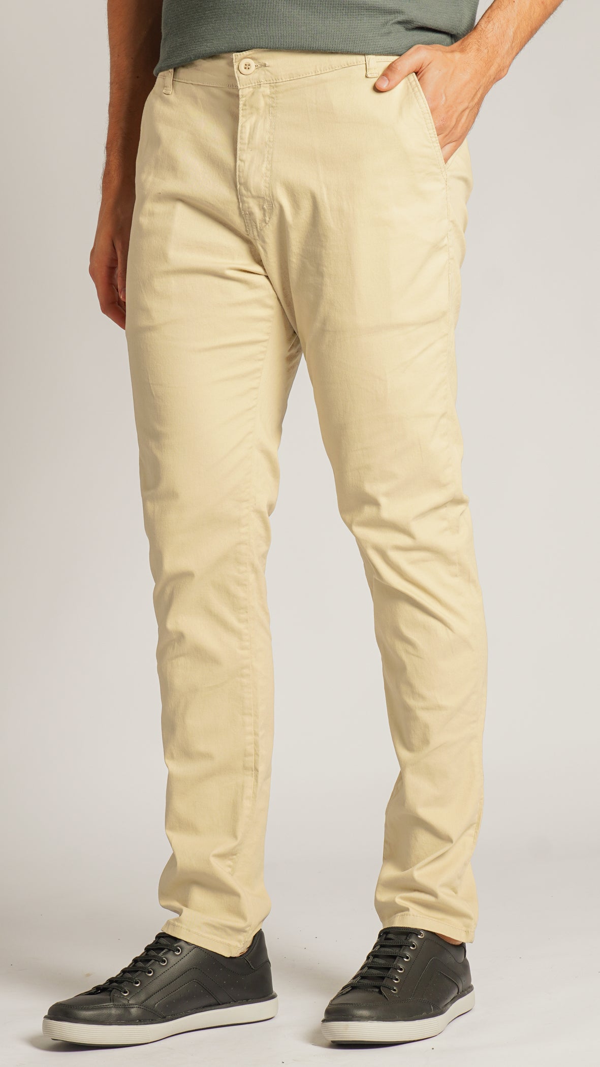 Calça Sarja Bolso Faca - Bege