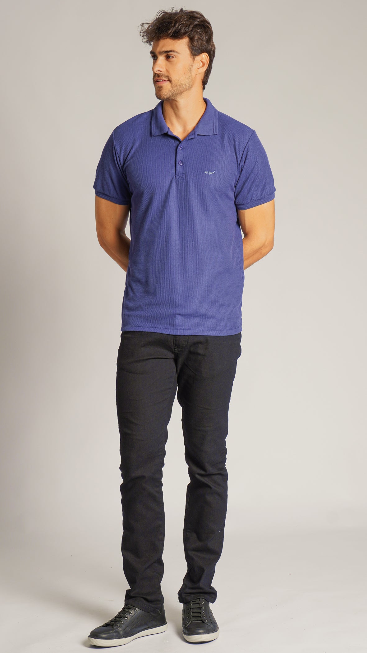 Camisa Polo Tricô Diamond - Azul Marinho