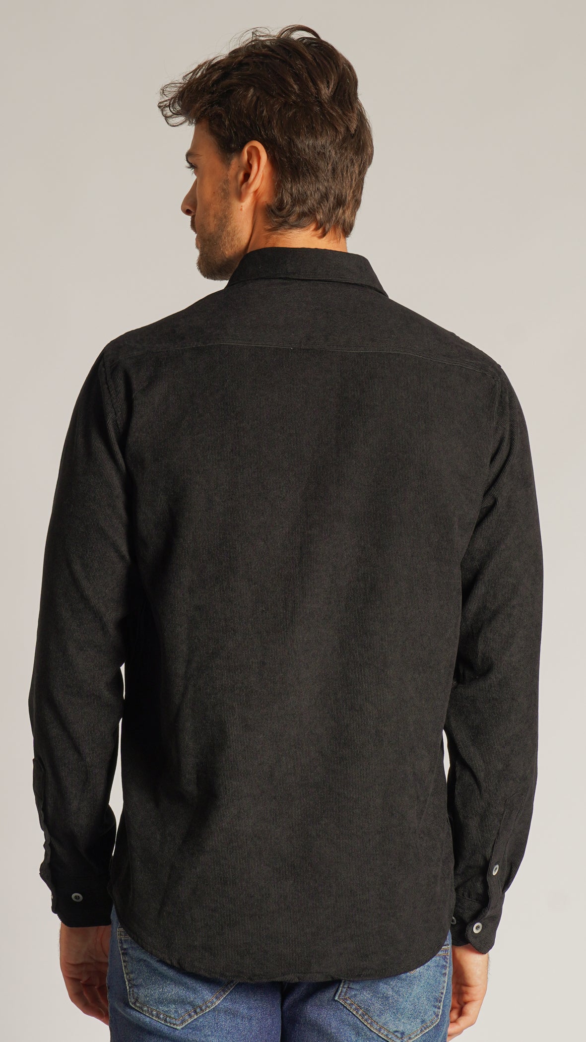 Camisa Cotelê Manga Longa - Preta