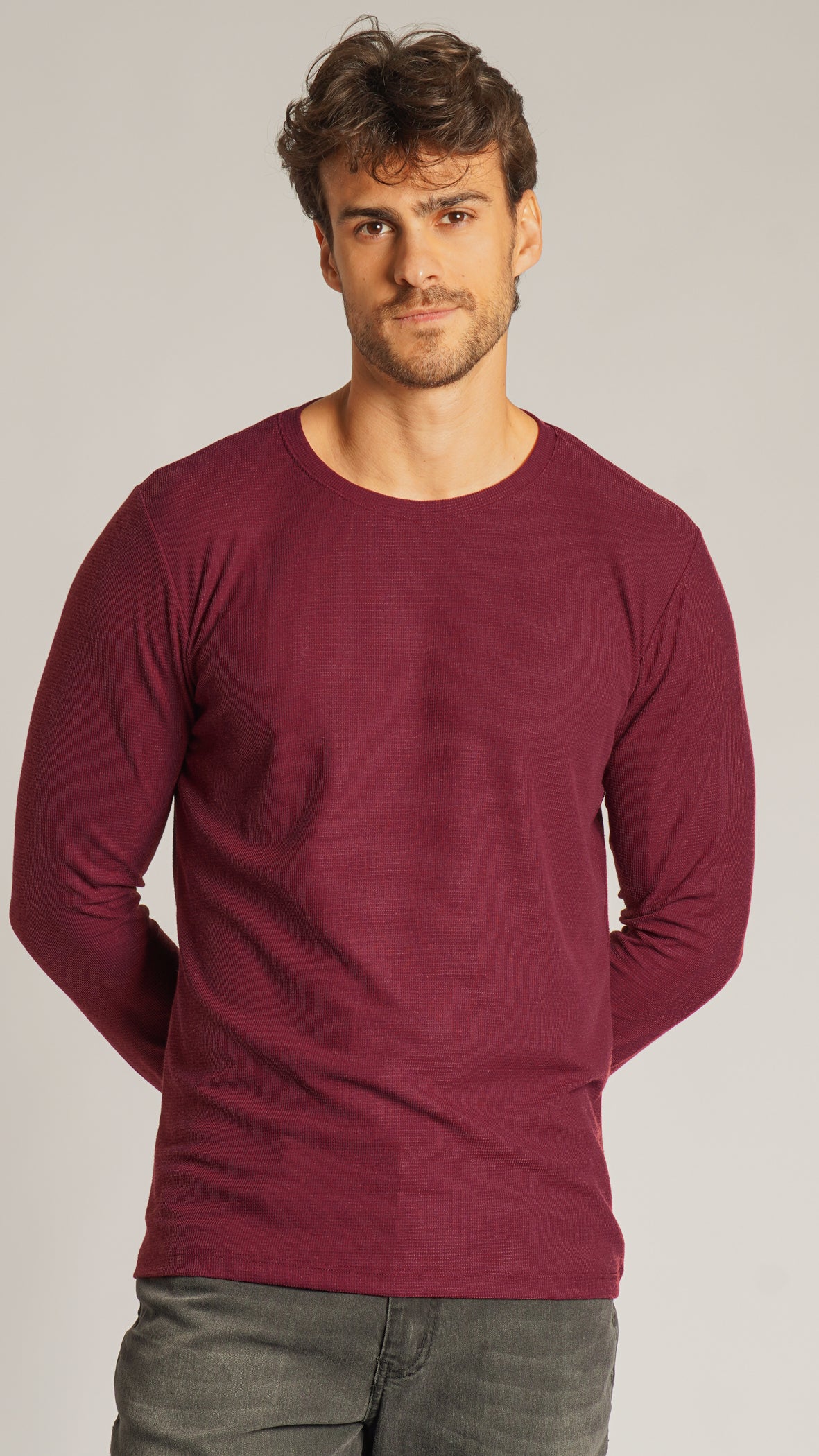 Camiseta Manga Longa Tricô Diamond - Bordô