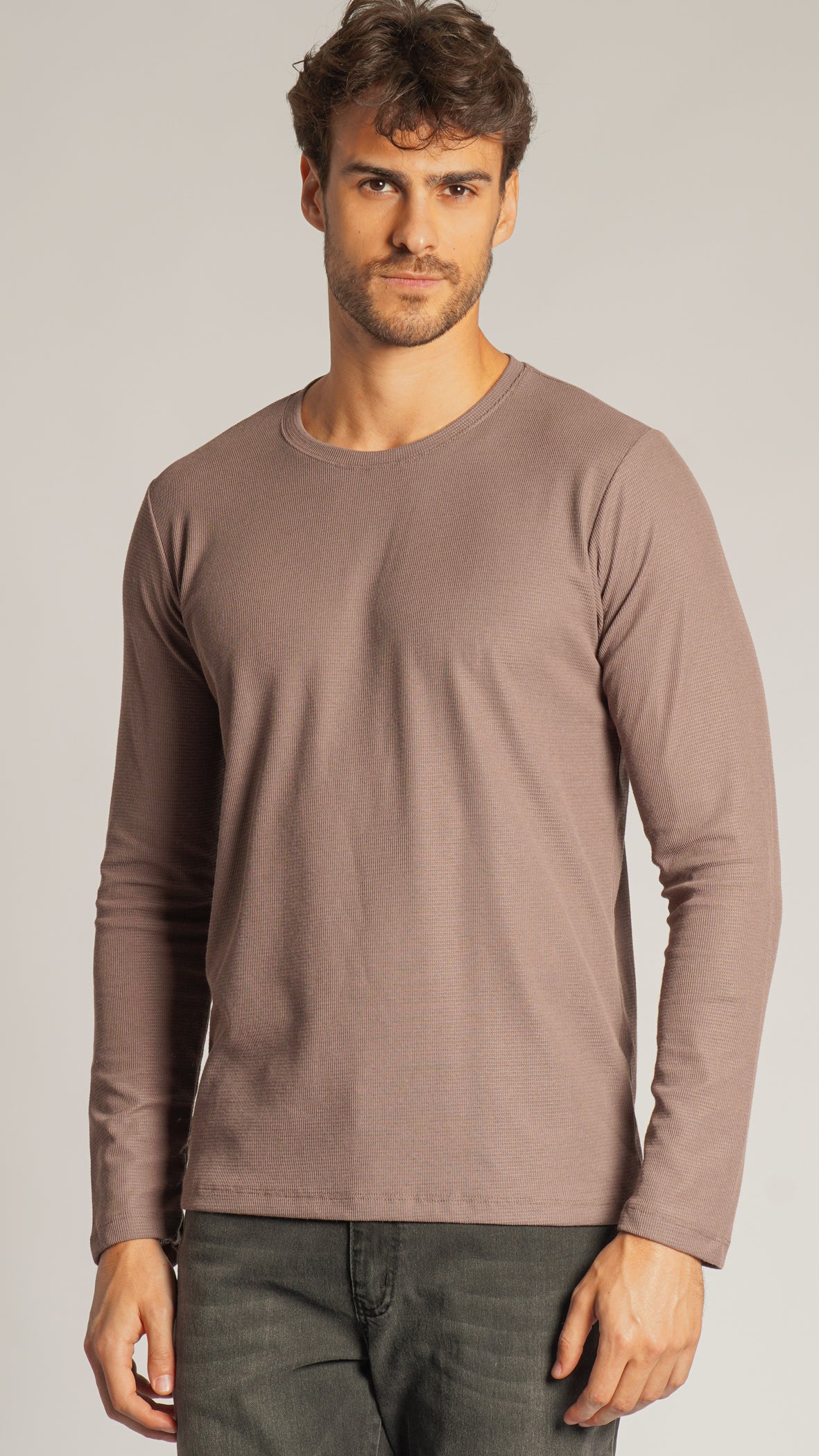 Camiseta Manga Longa Tricô Diamond - Nude