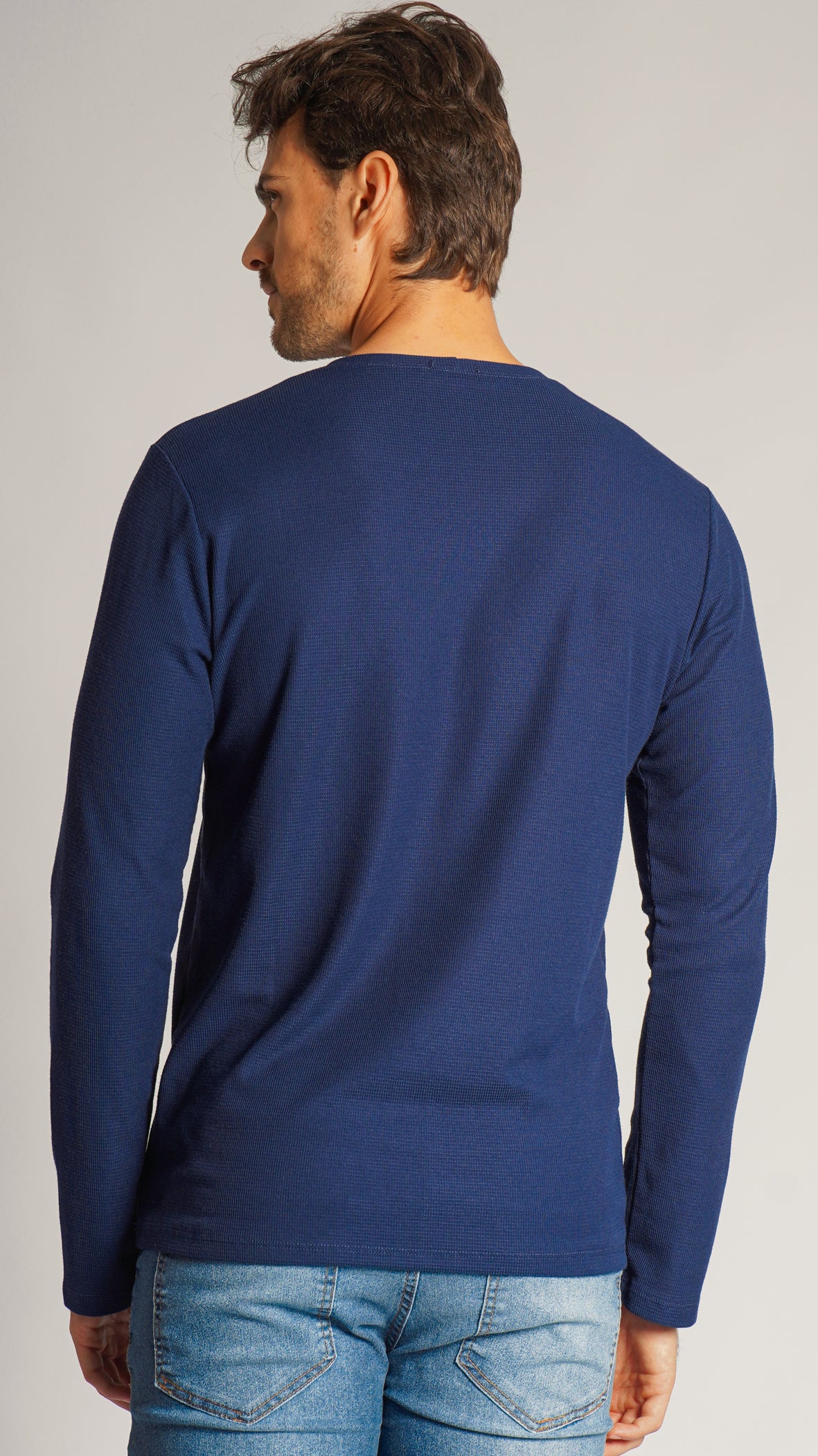 Camiseta Manga Longa Tricô Diamond - Azul Marinho