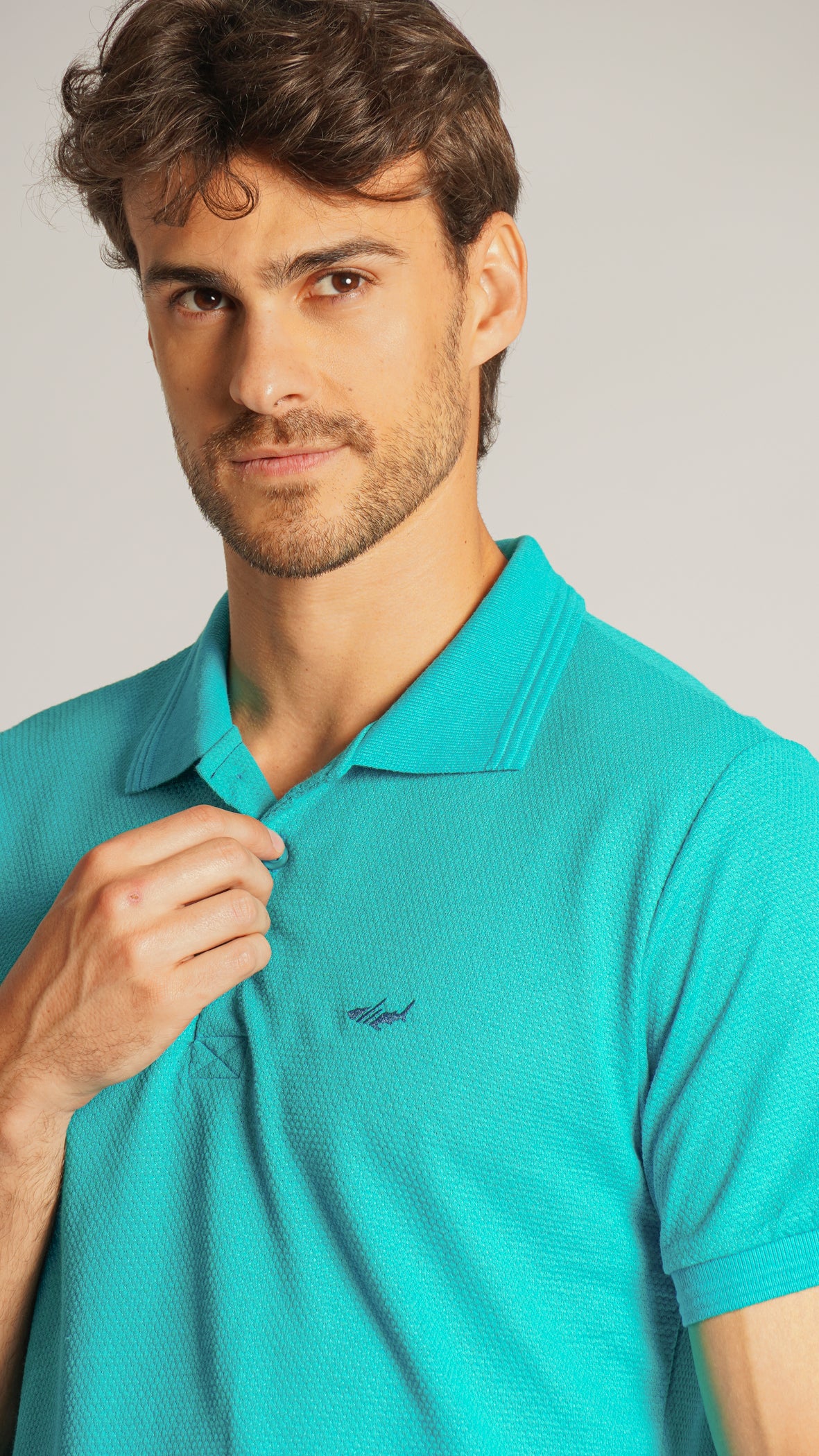 Camisa Polo Colmeia - Verde Água